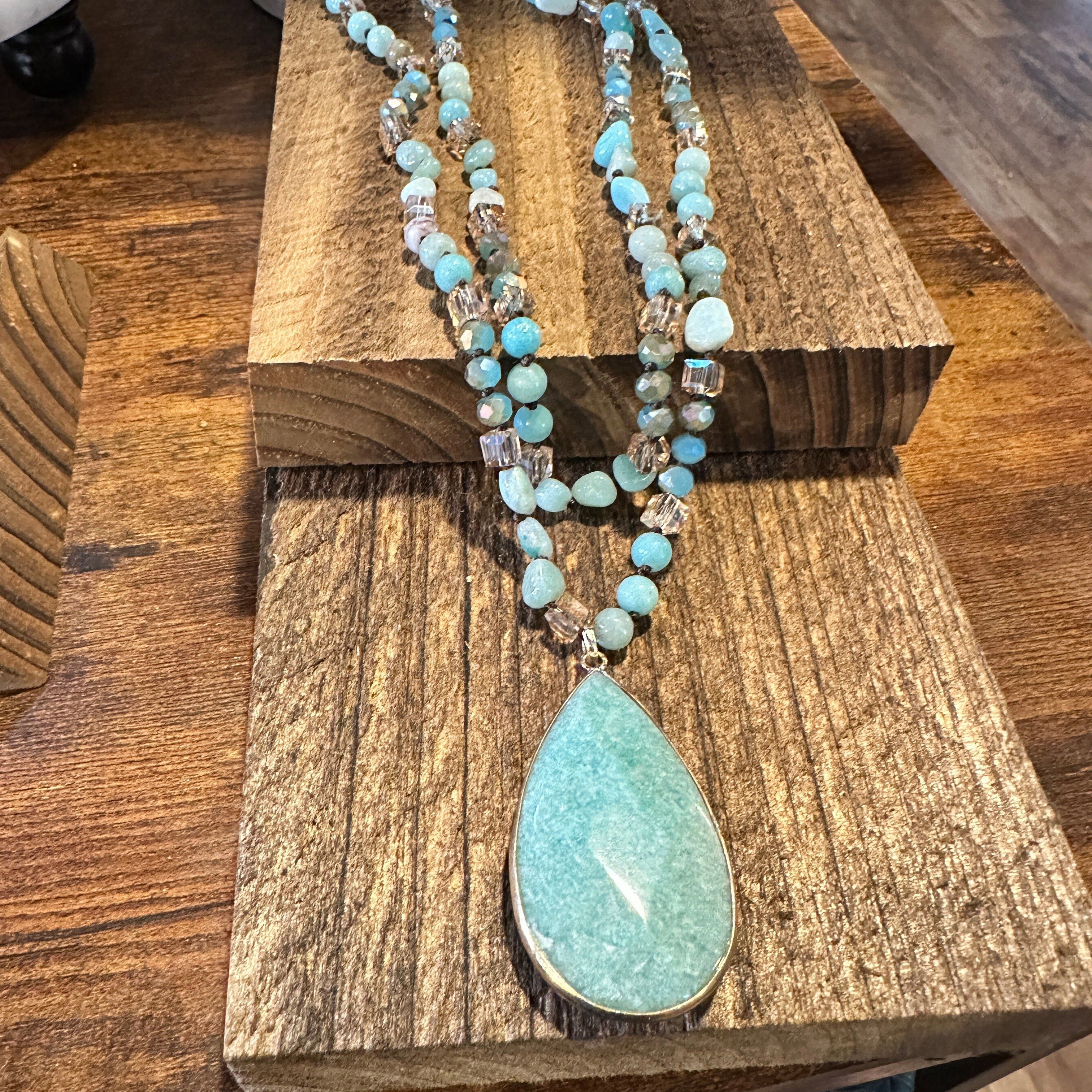 Other Bohemian Natural Green Pendant Necklace with Rock Crystal Be Size ONE SIZE - 2 Thumbnail