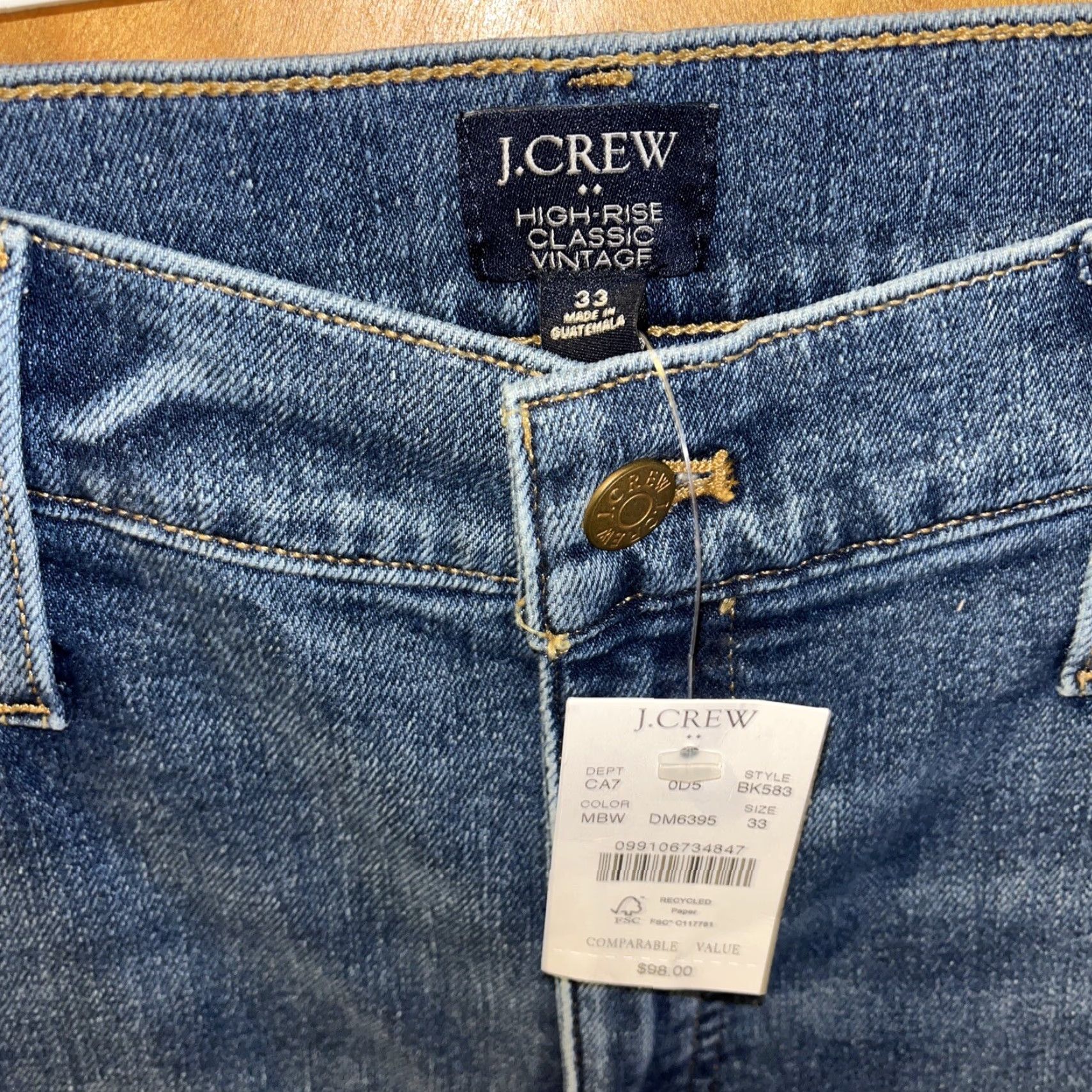 J.Crew J.Crew High Rise Classic Jeans Womens 33x27.5 Blue Stretch 14" Rise Denim Regular Size 24" / US 00 / IT 34 - 2 Thumbnail