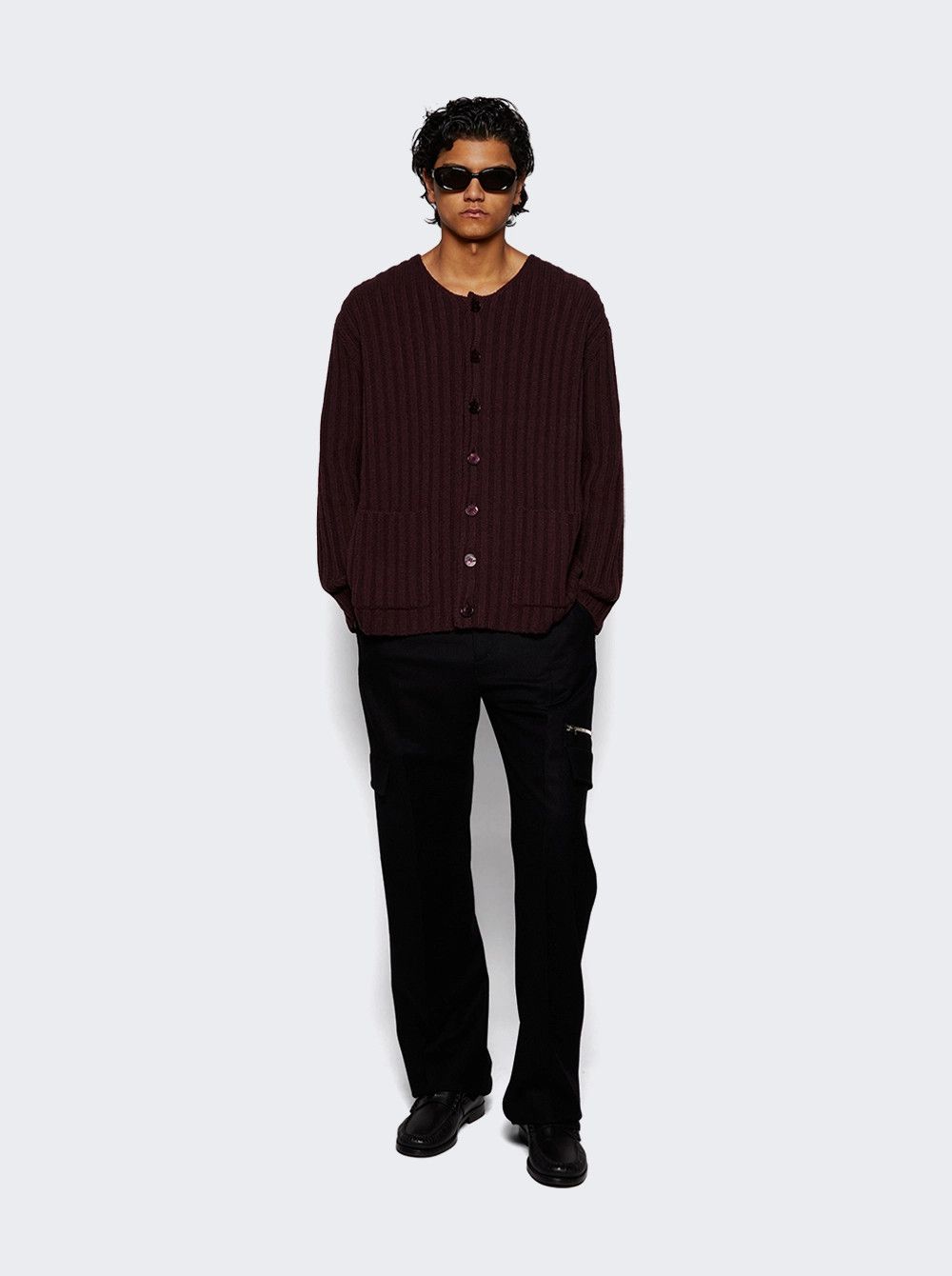 Givenchy o1mle0426 Scoop Neck Cardigan in Burgundy Size US L / EU 52-54 / 3 - 2 Thumbnail