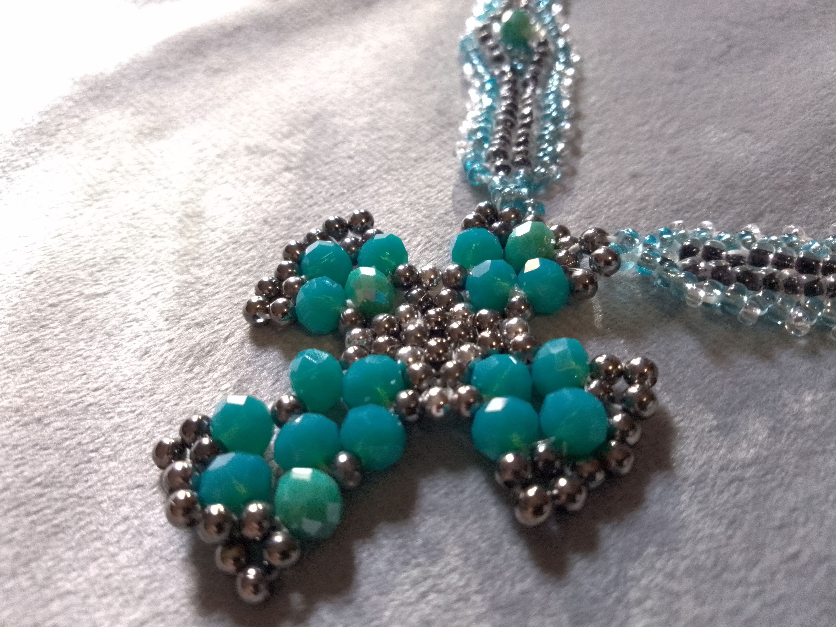 Handmade Necklace Pendant Cross Beaded Crystals Black Turquoise Size ONE SIZE - 9 Thumbnail
