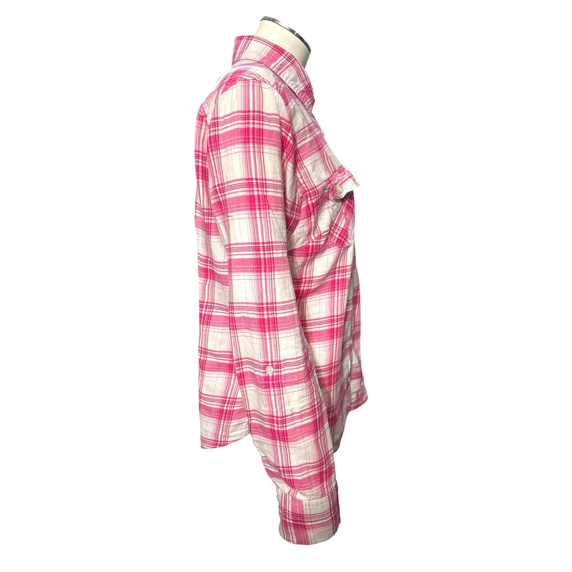 Aeropostale Aeropostale Large Pink White Plaid Button Up Long Sleeve Shi Size L / US 10 / IT 46 - 4 Thumbnail