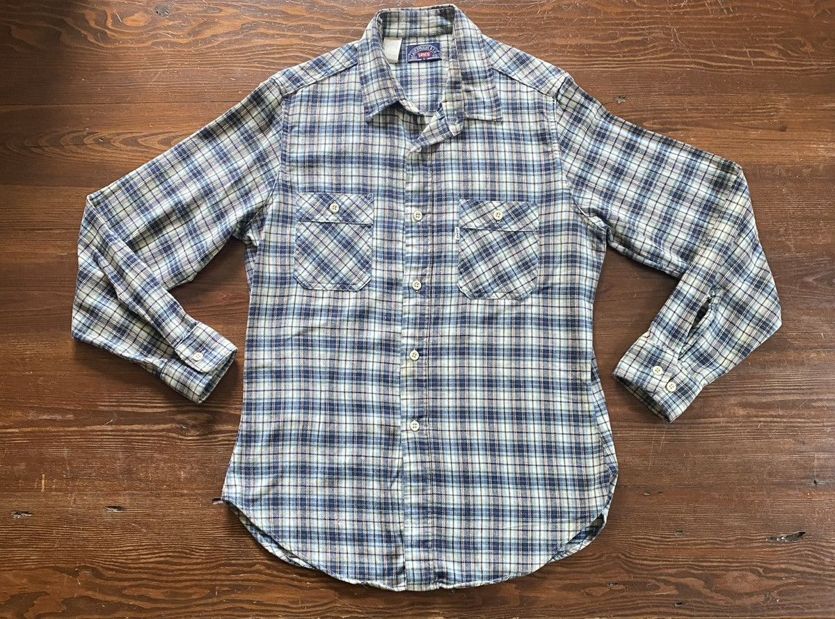 Levi's Vintage 70’s Levi’s White Tab Plaid Flannel Button Up Shirt Size US M / EU 48-50 / 2 - 2 Thumbnail