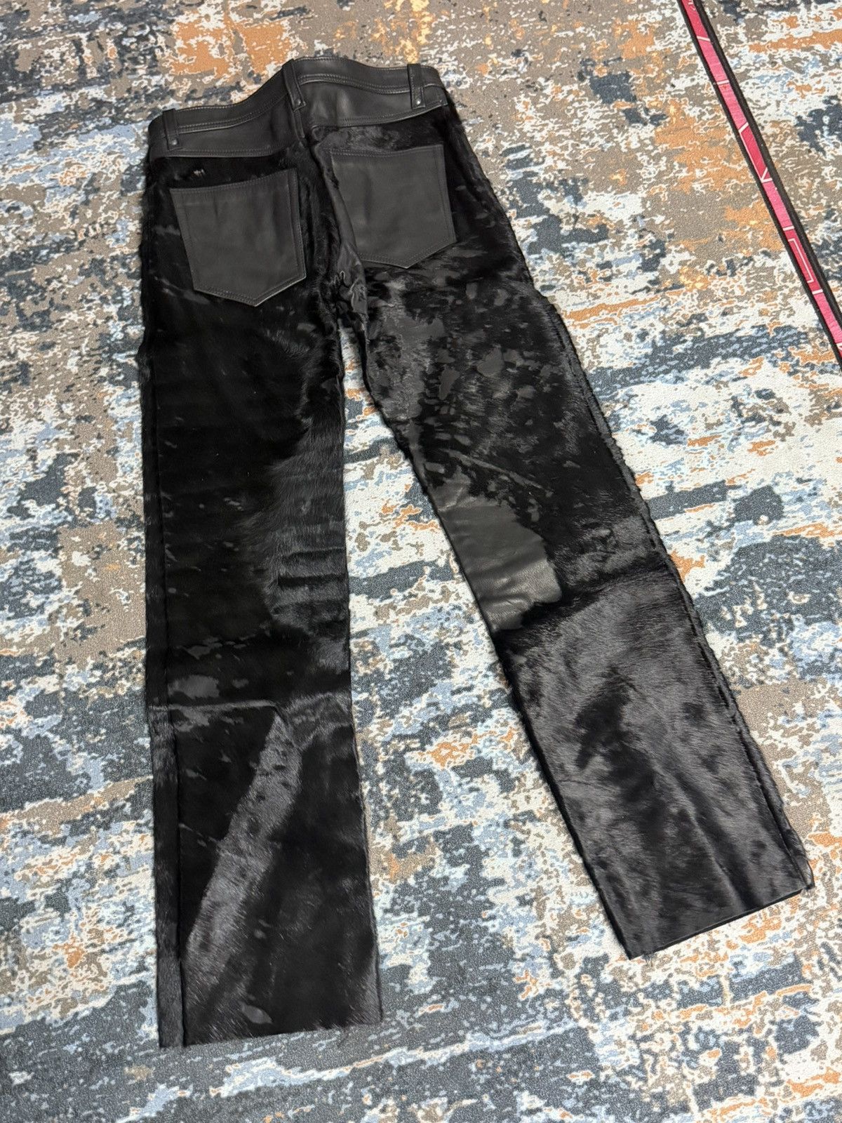 Japanese Brand Black Uneven Furry / Hair-On Hide Leather Pants Size US 32 / EU 48 - 3 Thumbnail