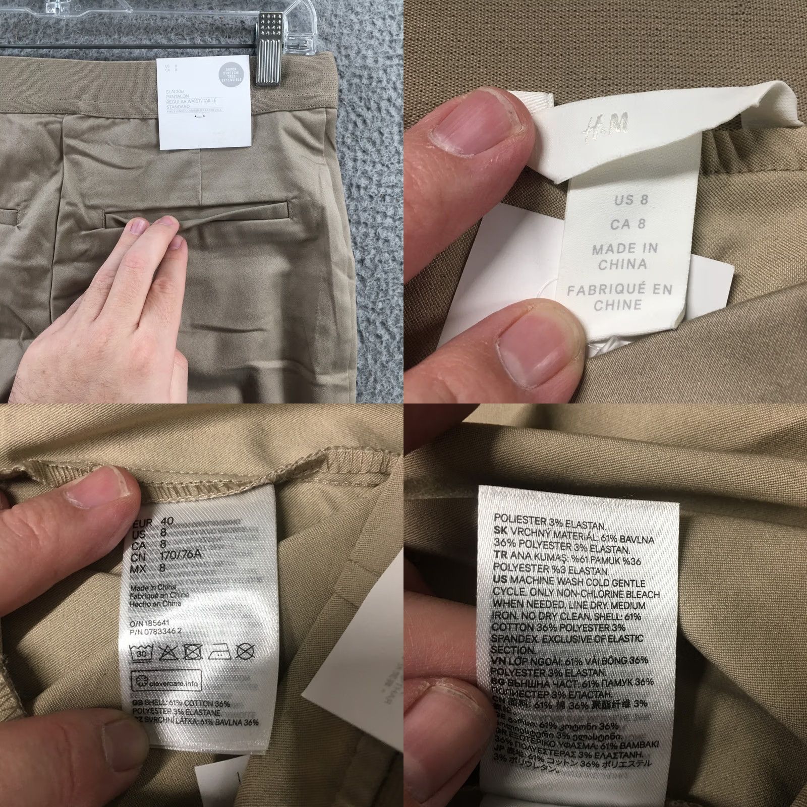 H&M H&M Dress Pants Womens 8 Beige Mid Rise Casual Zip Dress Pants Women Size 30" / US 8 / IT 44 - 9 Thumbnail