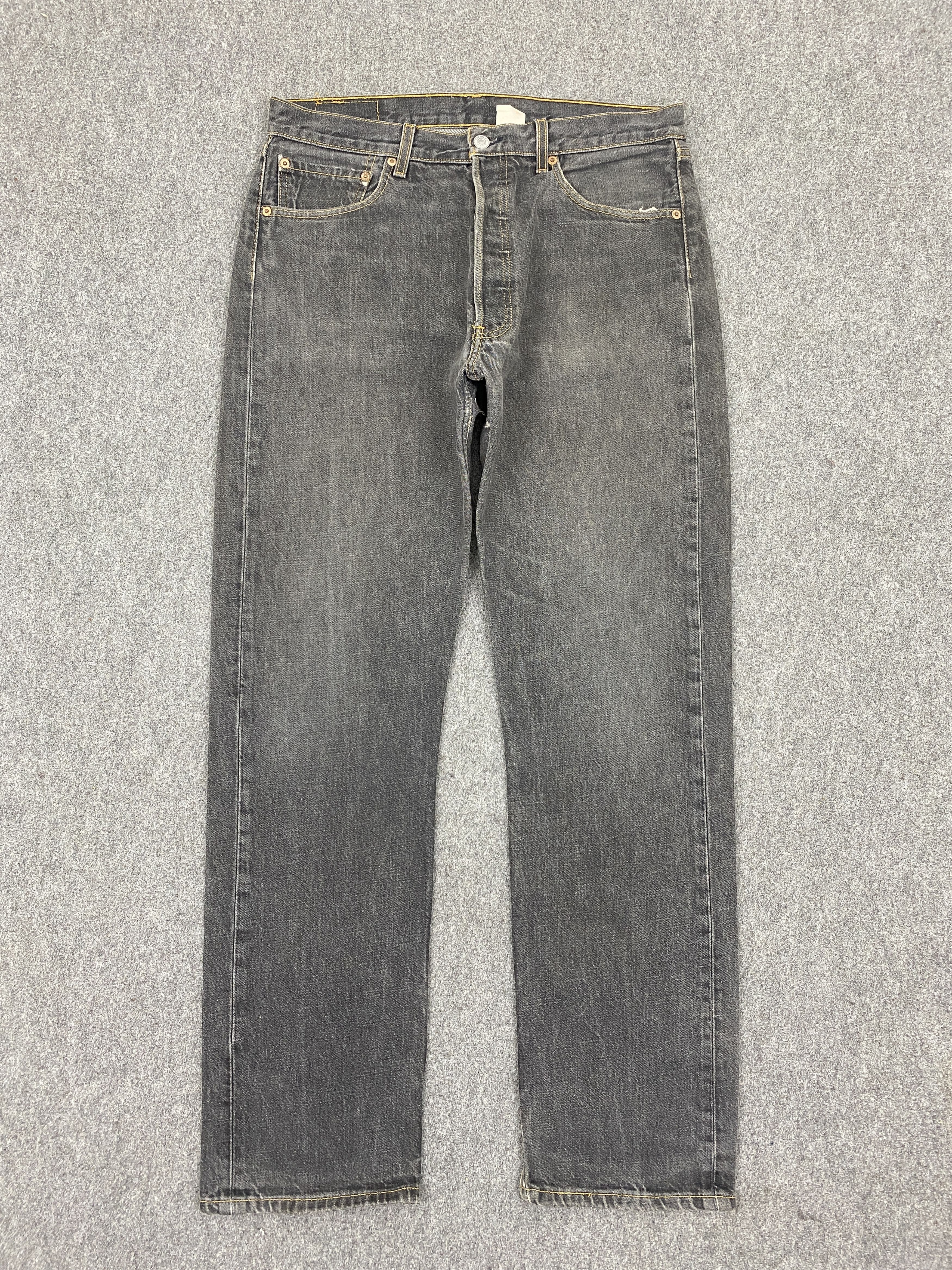 Vintage 90s Levis 501 Distressed Faded Black Jeans