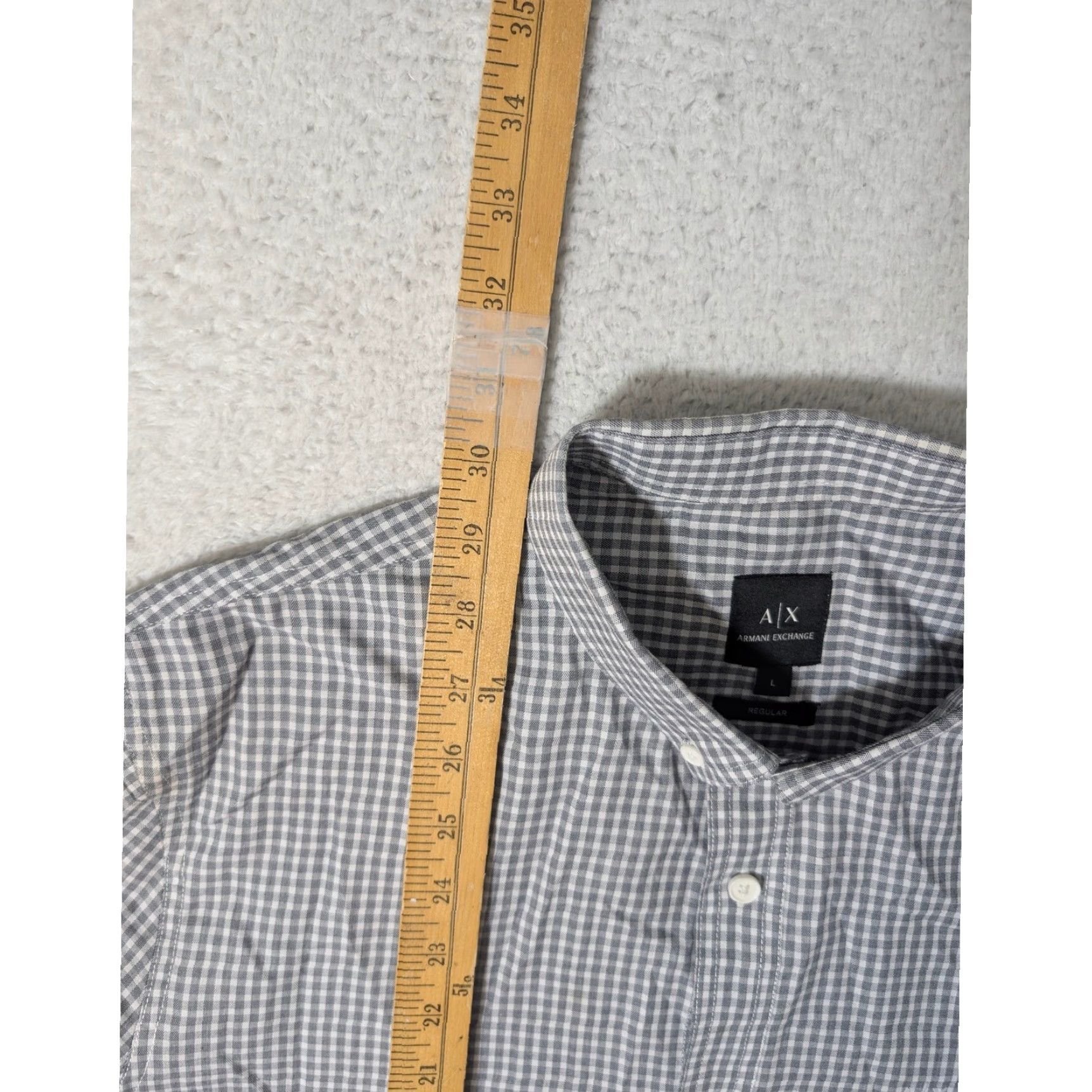 Armani Exchange Armani Exchange Button Down Mens L Grey Gingham Check S/S Regular Fit lightweigh Size US L / EU 52-54 / 3 - 4 Thumbnail