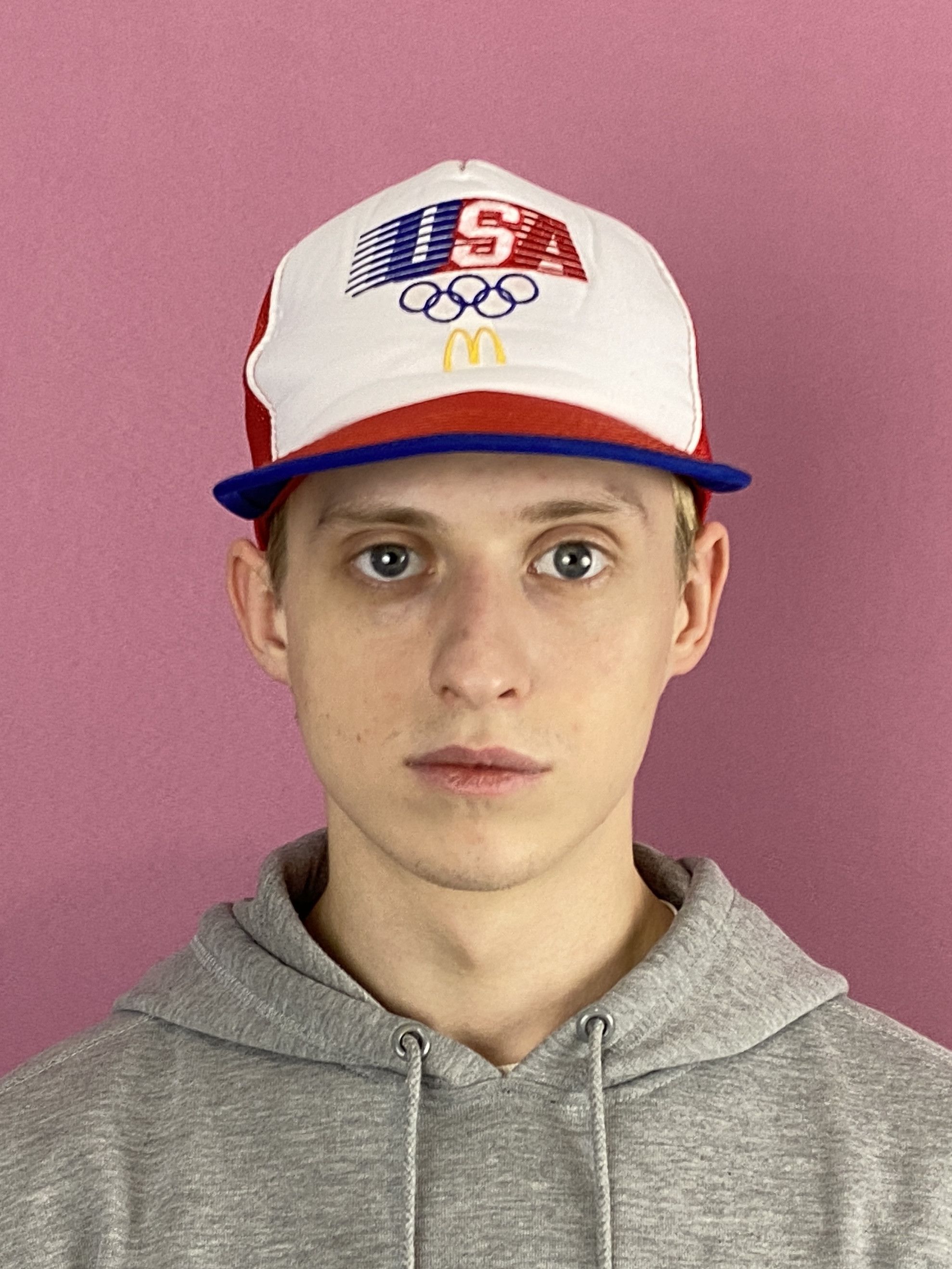 USA Olympics × Vintage 80s McDonalds Olympics USA Vintage Men's Mesh Trucker Cap Size ONE SIZE - 2 Thumbnail