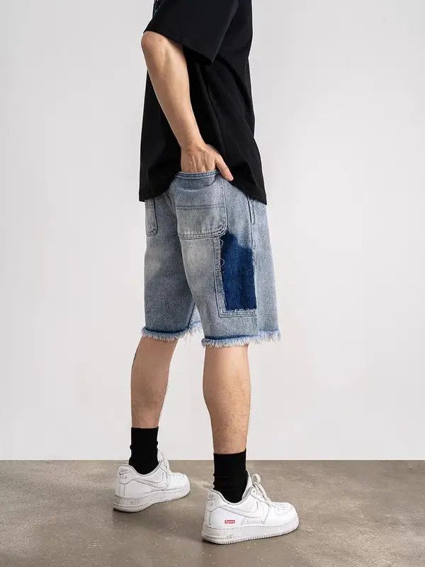 Japanese Brand VIBE Street hip hop patchwork washed skateboard denim shorts Size US 34 / EU 50 - 1 Thumbnail