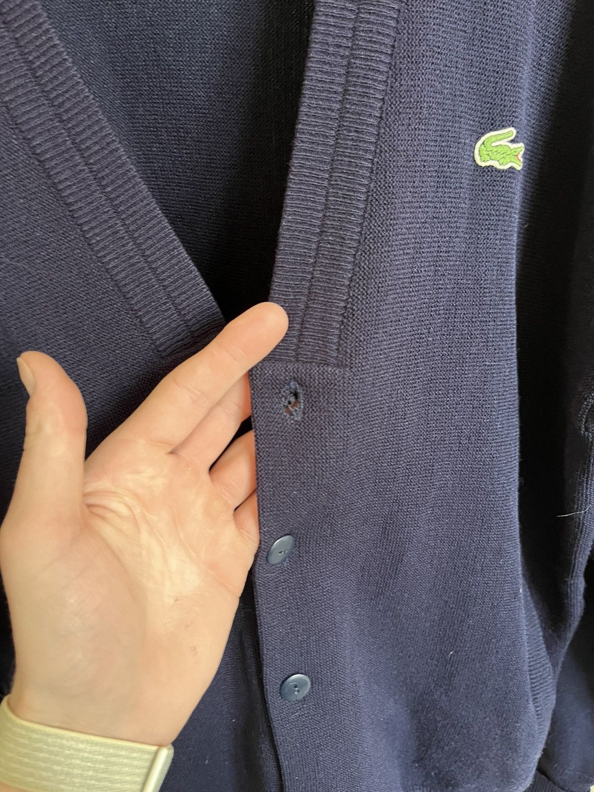 Lacoste Vintage Lacoste Navy Cardigan 90s Classic Logo Made in Spain Size US XL / EU 56 / 4 - 8 Thumbnail