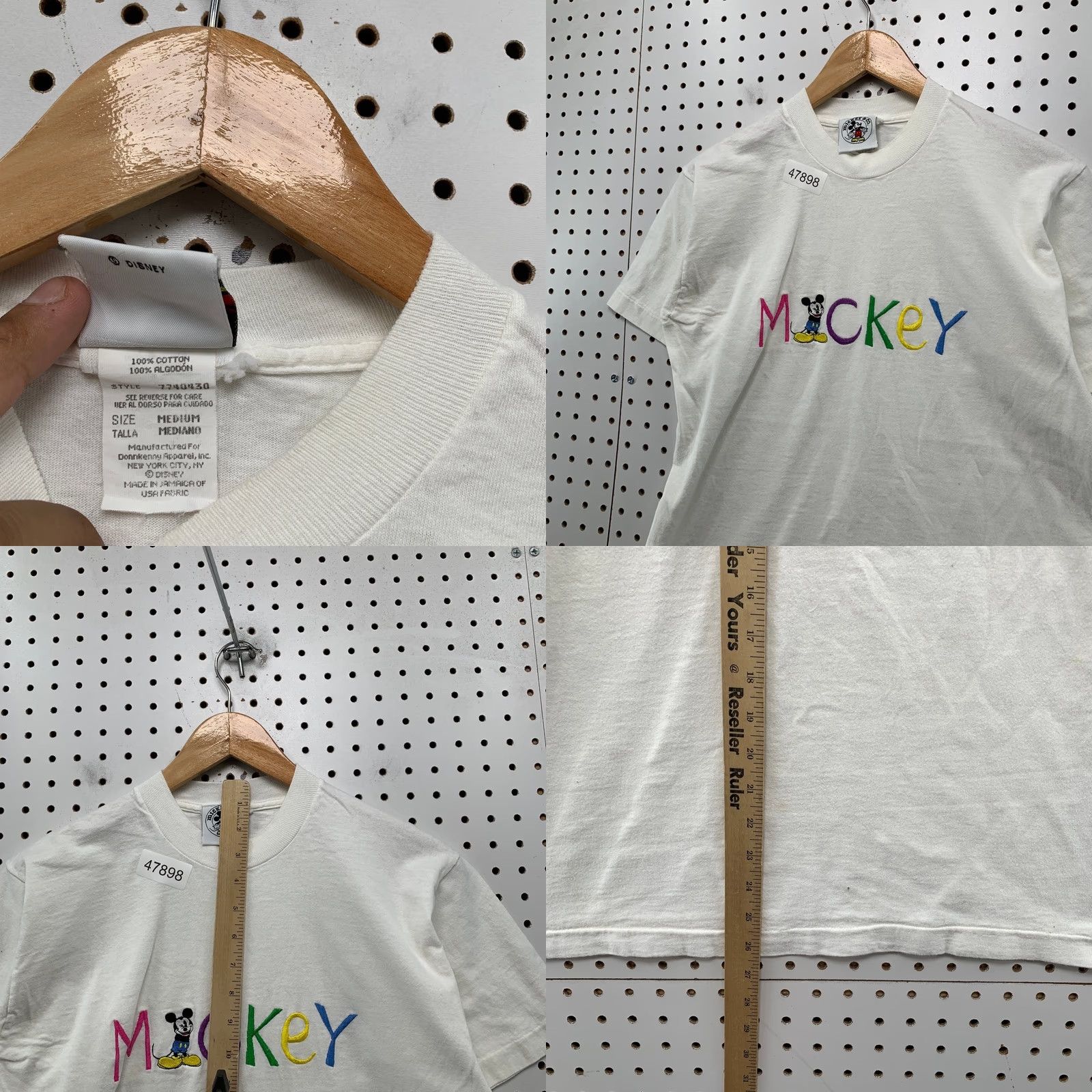 CO VINTAGE Mickey Co T Shirt Mens M White Mickey Spell Out Embroidered USA Size US M / EU 48-50 / 2 - 8 Thumbnail
