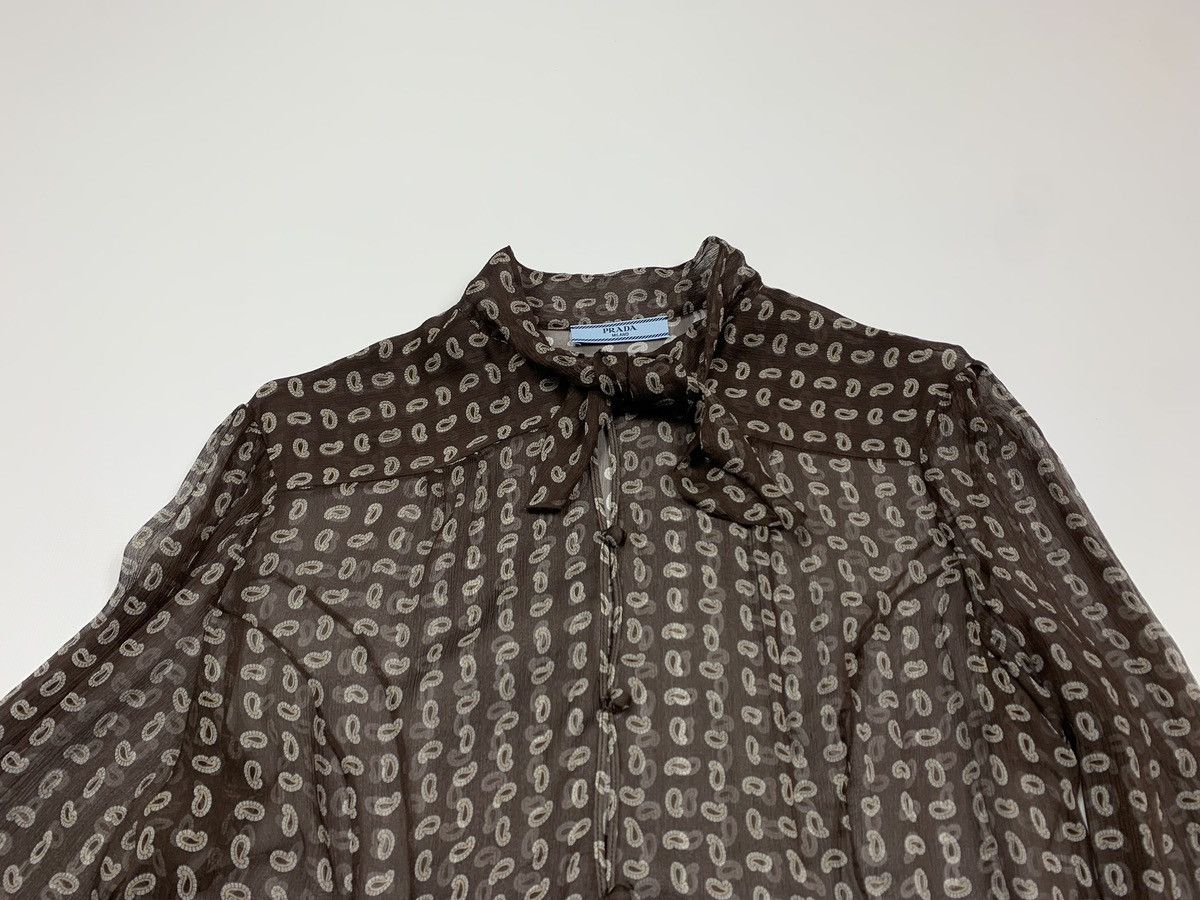 Prada Prada Paisley Print Silk Chiffon Sheer Blouse Brown Size 44 Size S / US 4 / IT 40 - 12 Thumbnail