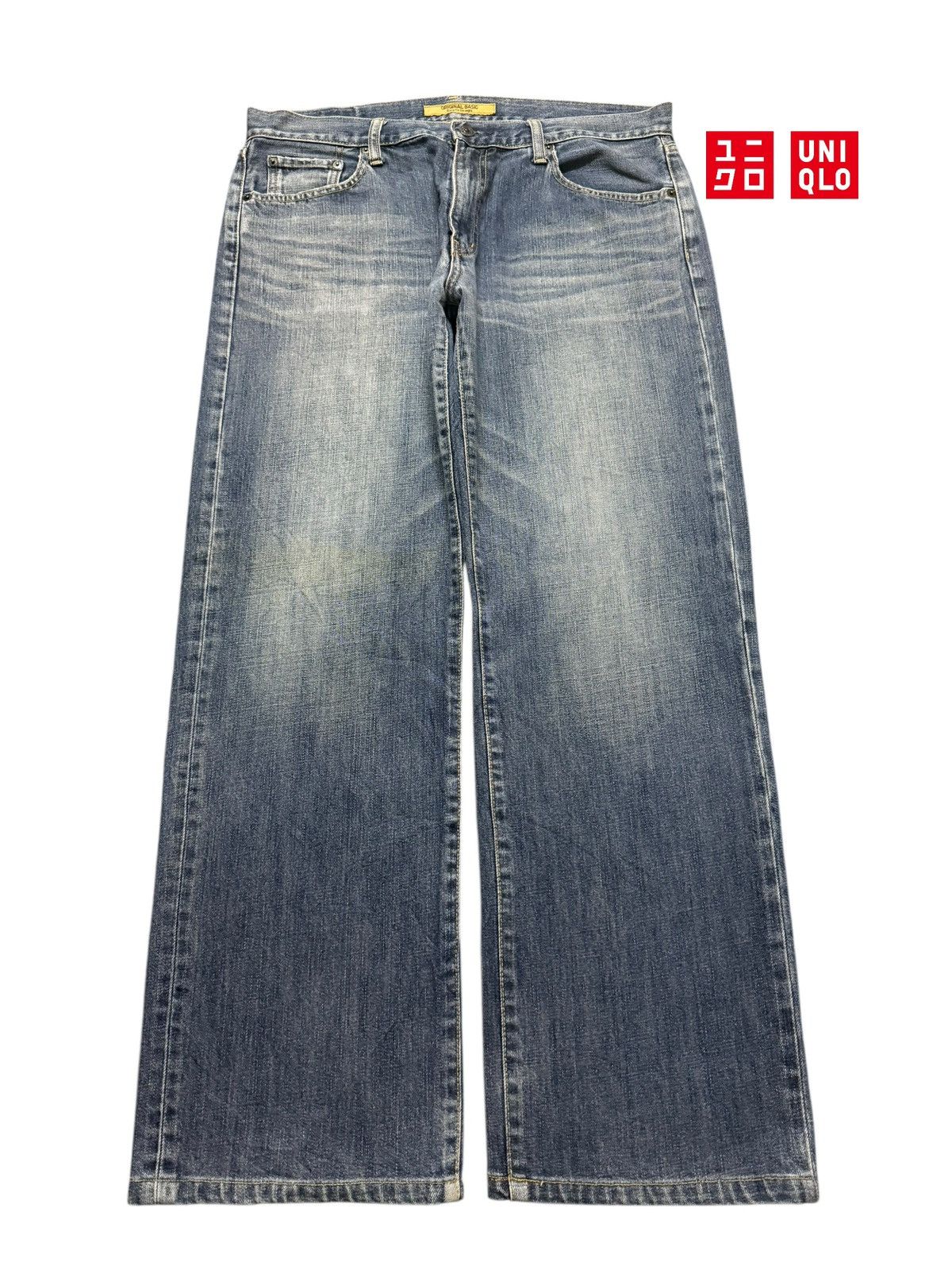 Uniqlo Vintage Y2K Japanese Uniqlo Blue Faded Wash Wide Leg Baggy Size US 36 / EU 52 - 1 Thumbnail