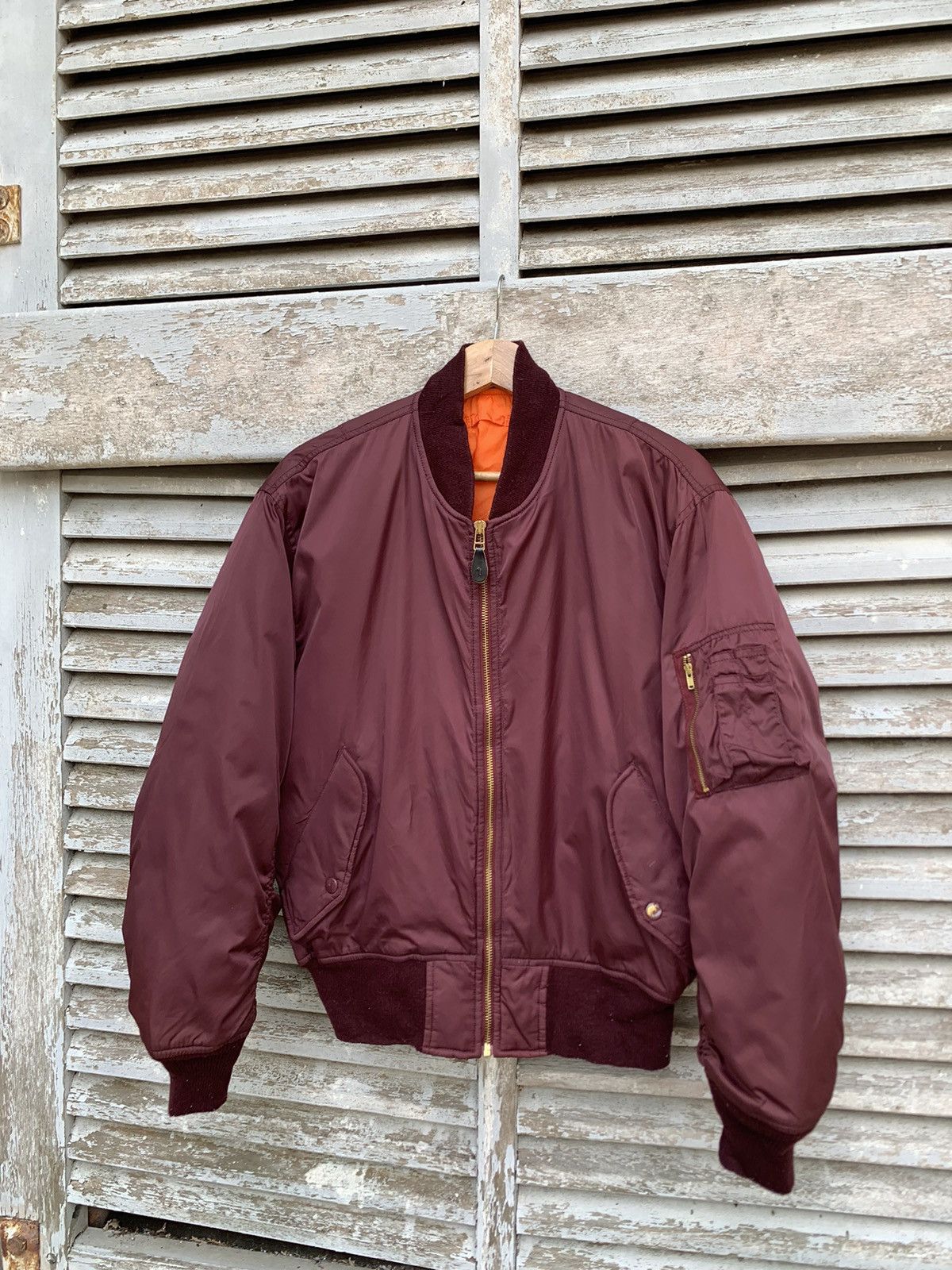 Vintage 🪖MA-1 MAN INTERMEDIATE MAROON BOMBER JACKET Size US M / EU 48-50 / 2 - 1 Thumbnail