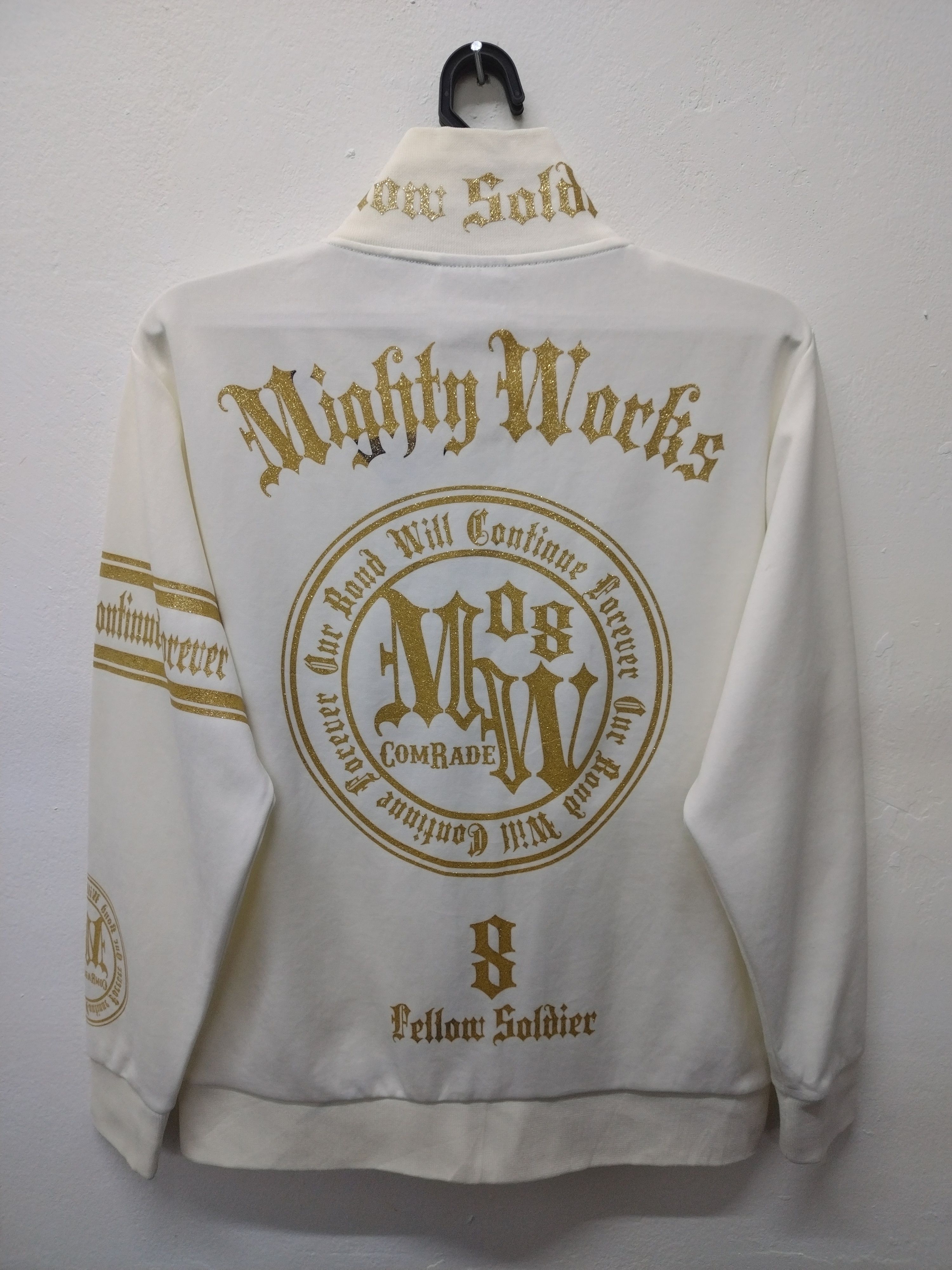 image of Military x Seditionaries Awesome Golden Thread Fellow Soldier Mighty Works Tracktop in White/Gold (
