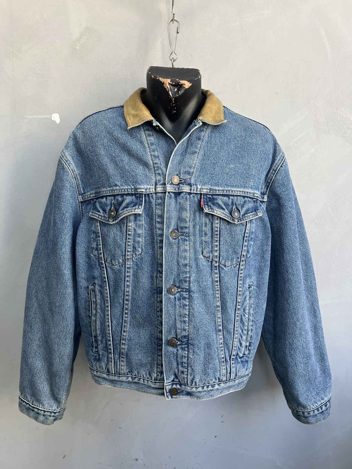 Levi's Vintage 90s Levis trucker jacket leather collar retro Size US M / EU 48-50 / 2 - 1 Thumbnail