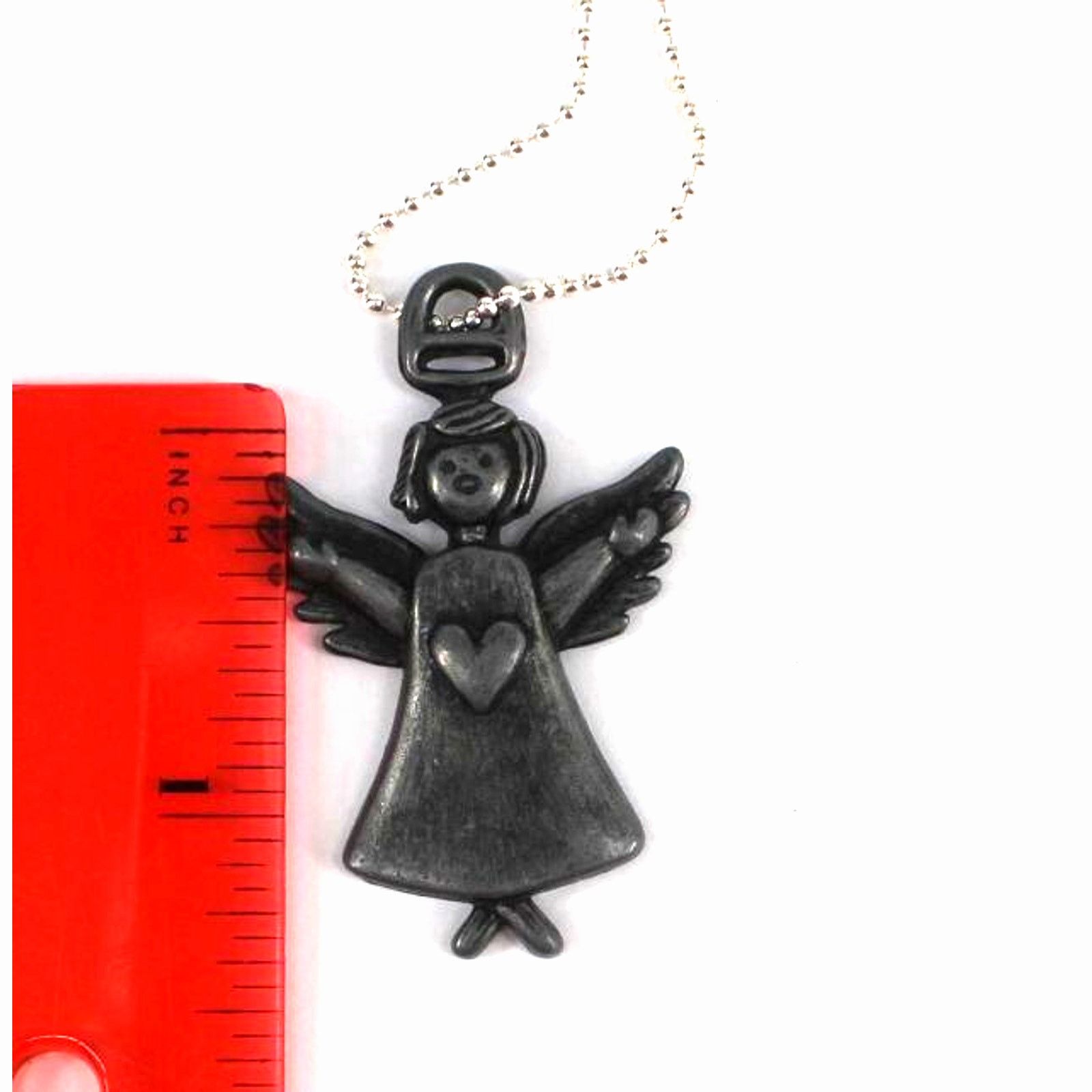 Other Vintage Little Angel Girl Pewter Pendant Necklace 2" Long Size ONE SIZE - 2 Thumbnail