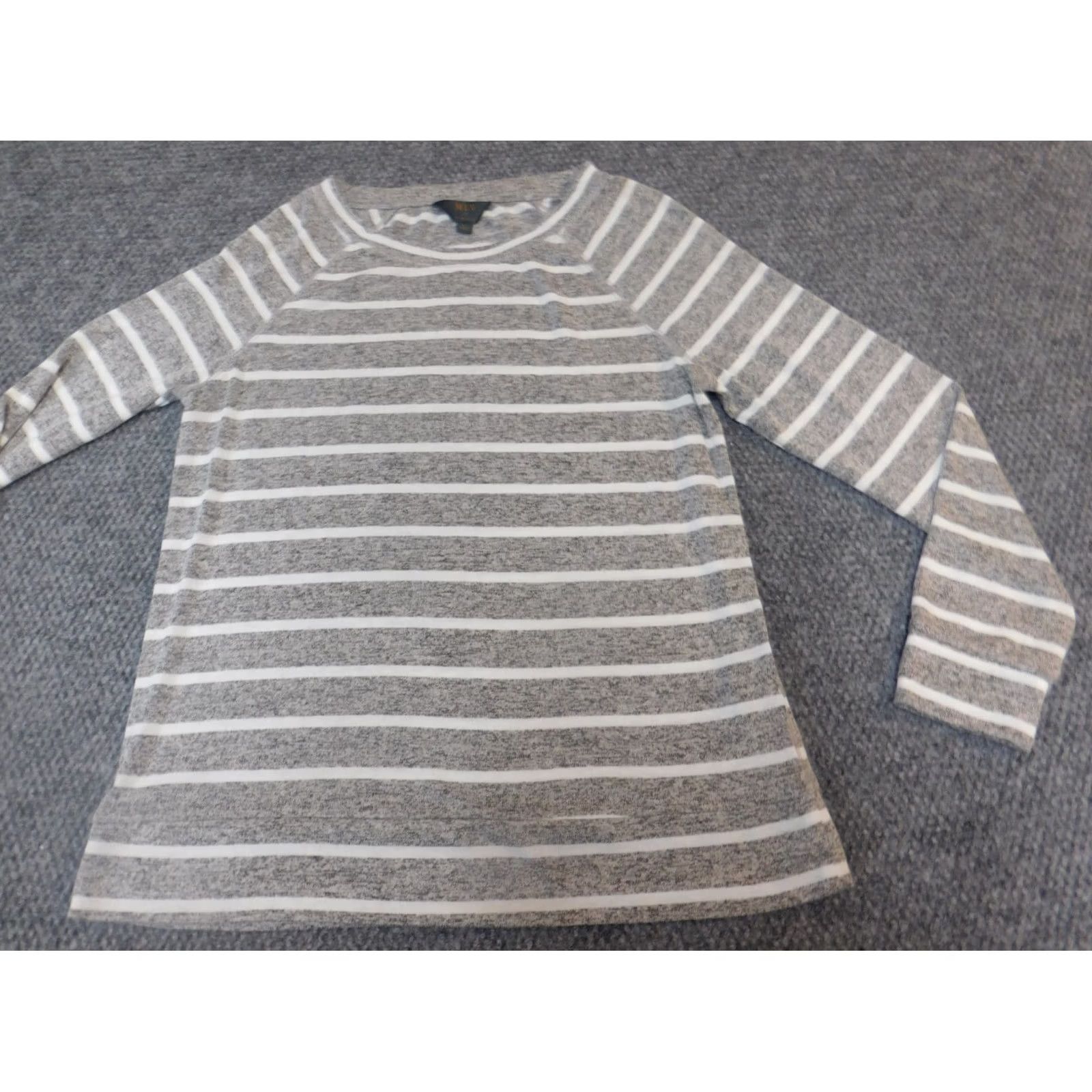 Vintage 41Hawthorn Sweater Pullover Dolman Sleeve L Gray Striped Crew Neck Women's Regular Knit Lightweight Vintage No Size L / US 10 / IT 46 - 2 Thumbnail