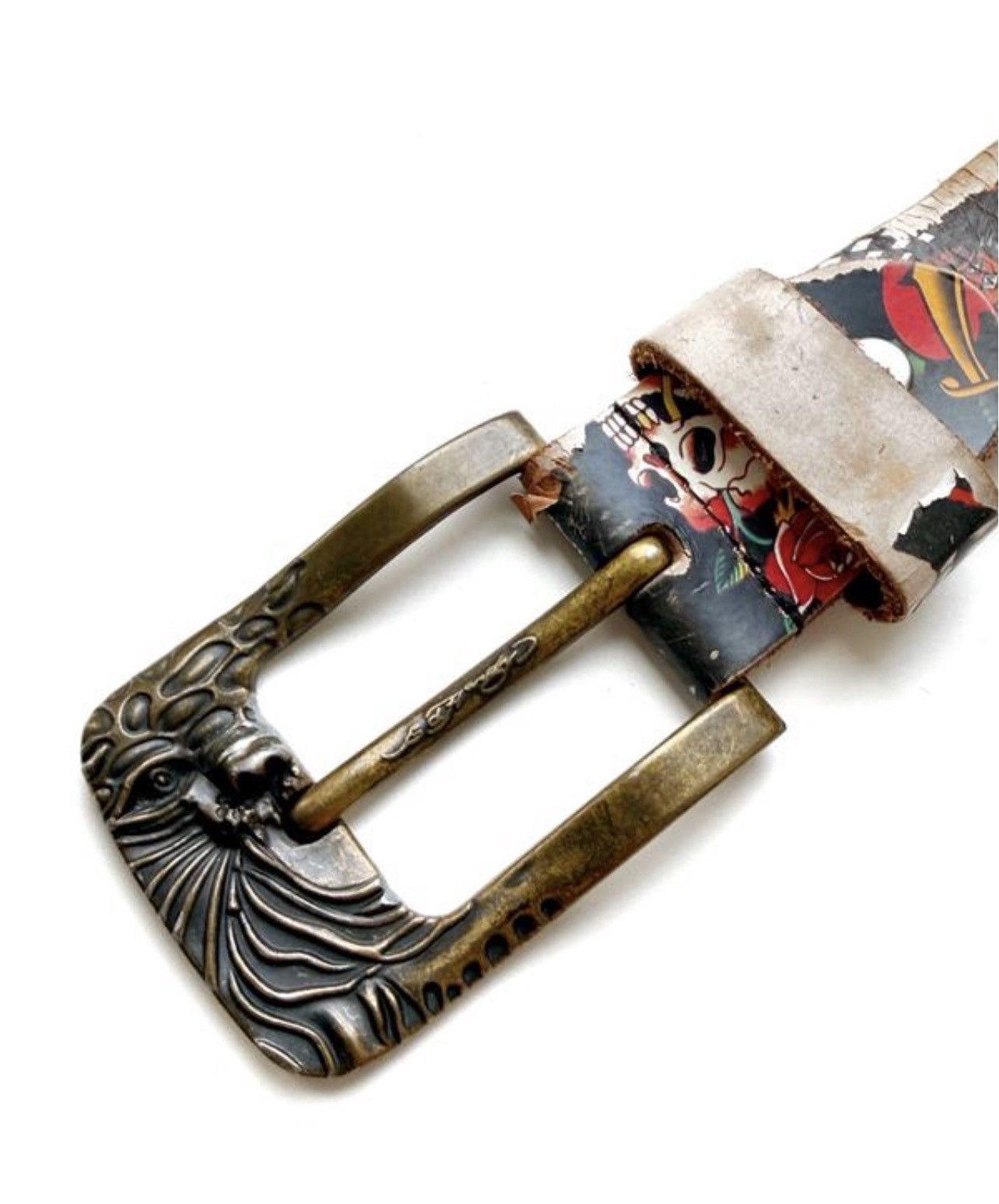 Ed Hardy Vintage Ed Hardy Leather Belt | Y2K Tattoo Art & Rhinestones Size ONE SIZE - 4 Thumbnail
