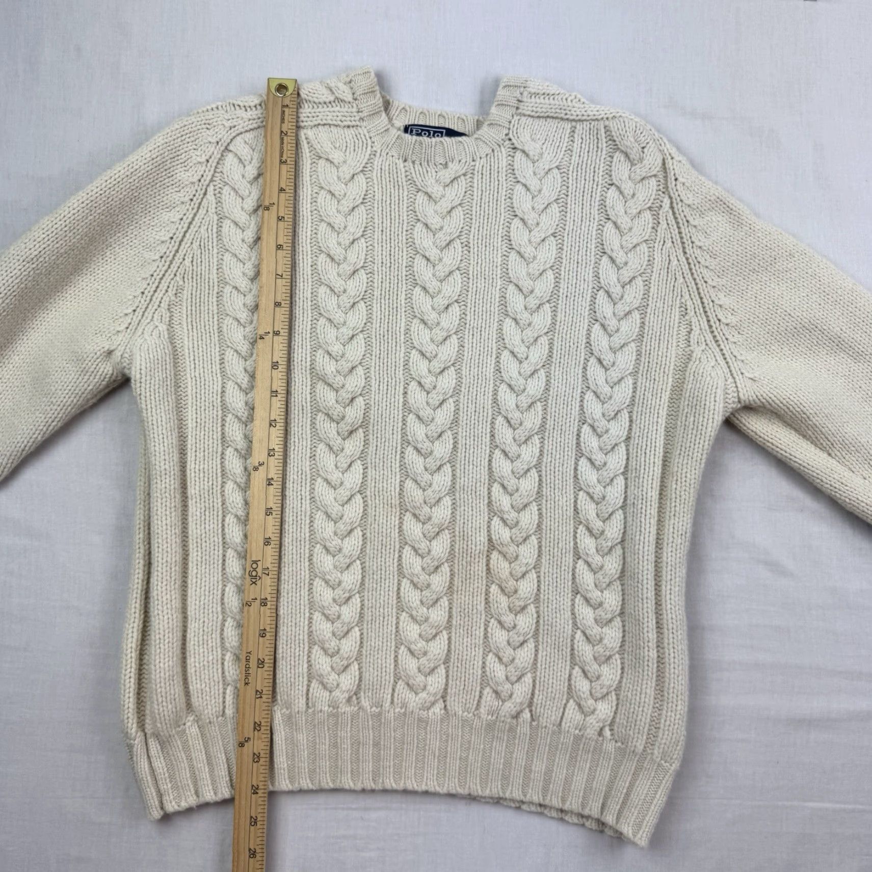 Polo Ralph Lauren VINTAGE Polo Ralph Lauren Wool Sweater Adult Large Ivory Knit 90s Preppy Mens Size US L / EU 52-54 / 3 - 5 Thumbnail