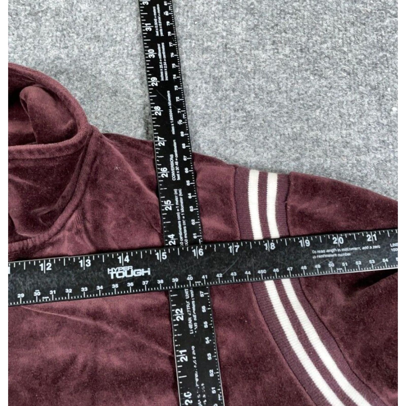 Velour New York Laundry Jacket Women's 2X Dark Red Velour Zip Full-Body Pocket Windbreaker Streetwear 80s 90s Retro Size XXL / US 16-18 / IT 52-54 - 5 Thumbnail