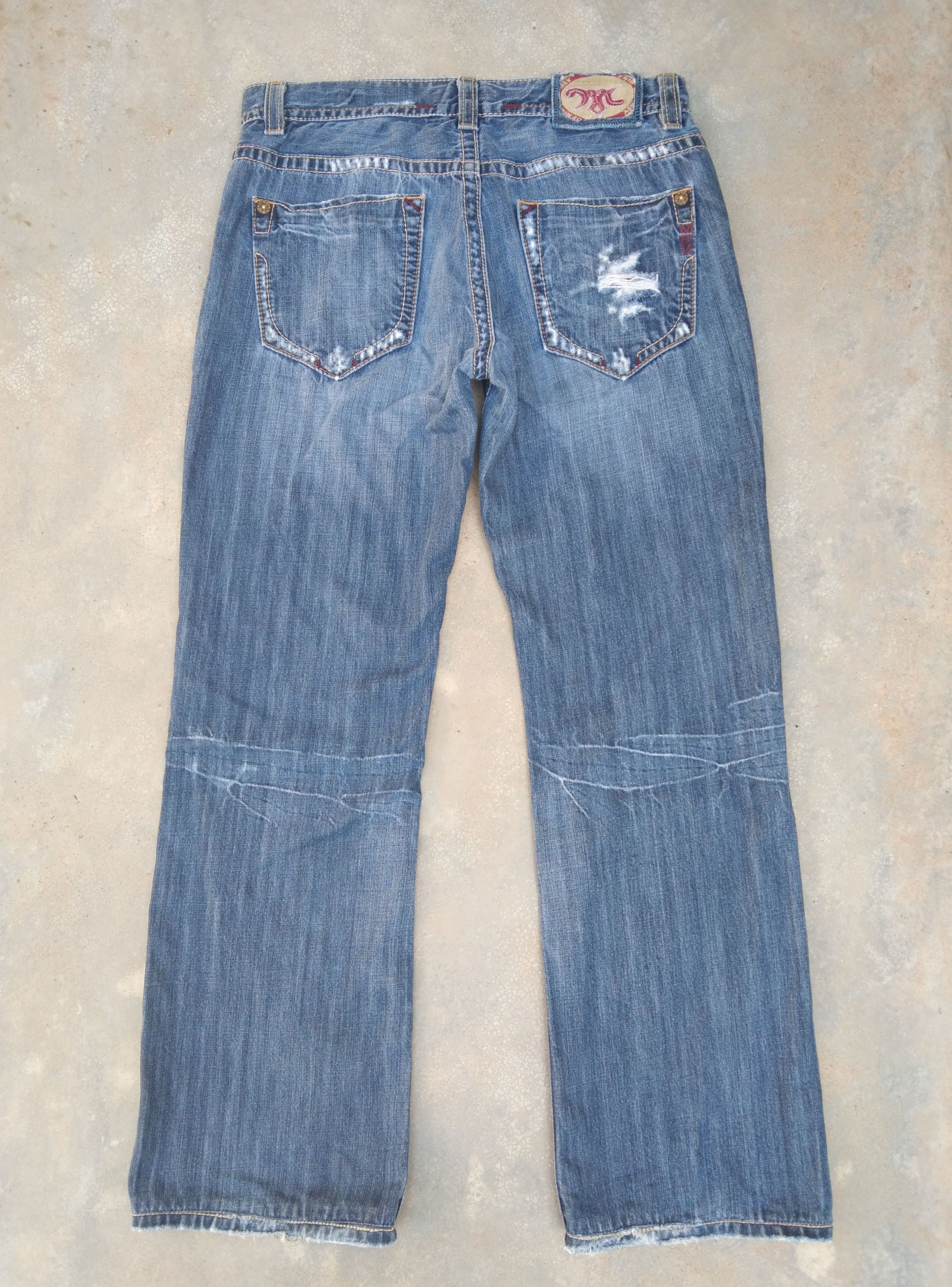 Mek Denim Vintage Mek Denim Faded Blue Washed Boot Cut Jeans 34x32 Size US 34 / EU 50 - 2 Thumbnail