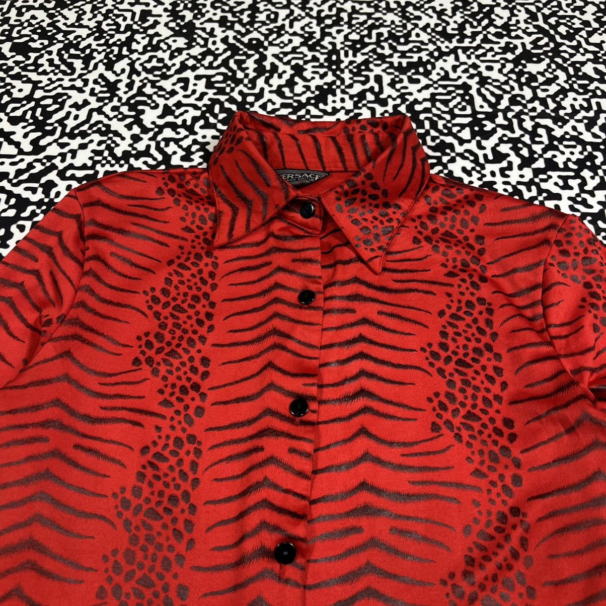 Versace Vintage 90s Versace Luxury Leopard Print Retro Style Shirt Size S / US 4 / IT 40 - 8 Thumbnail