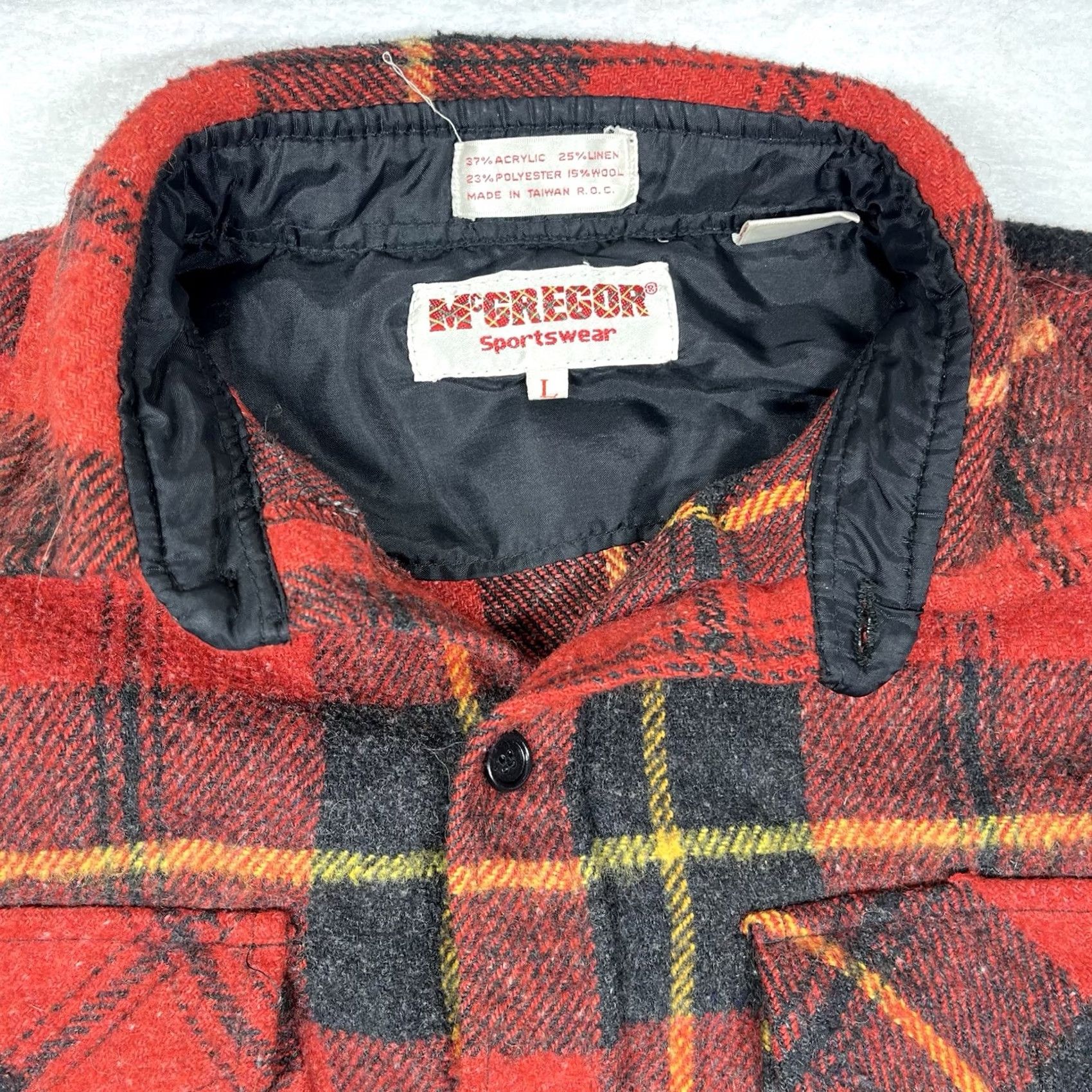 McGregor VINTAGE McGregor Wool Flannel Plaid Shirt Long Sleeve L Rockabilly Work Shacket Size US L / EU 52-54 / 3 - 3 Thumbnail
