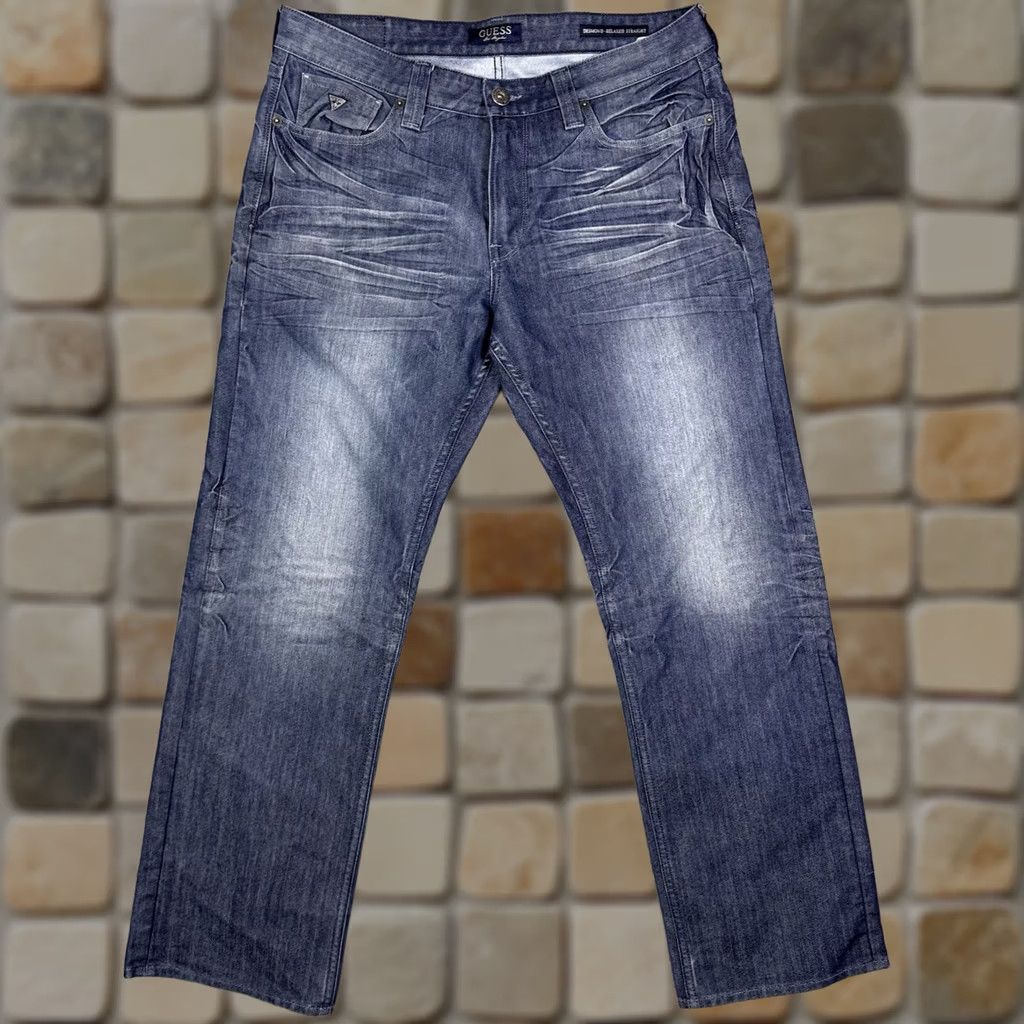 Guess GUESS Jeans Mens 34x32 Raw Denim Streetwear Desmond Relaxed Straight Y2K Whisker Jeans Size US 34 / EU 50 - 1 Thumbnail