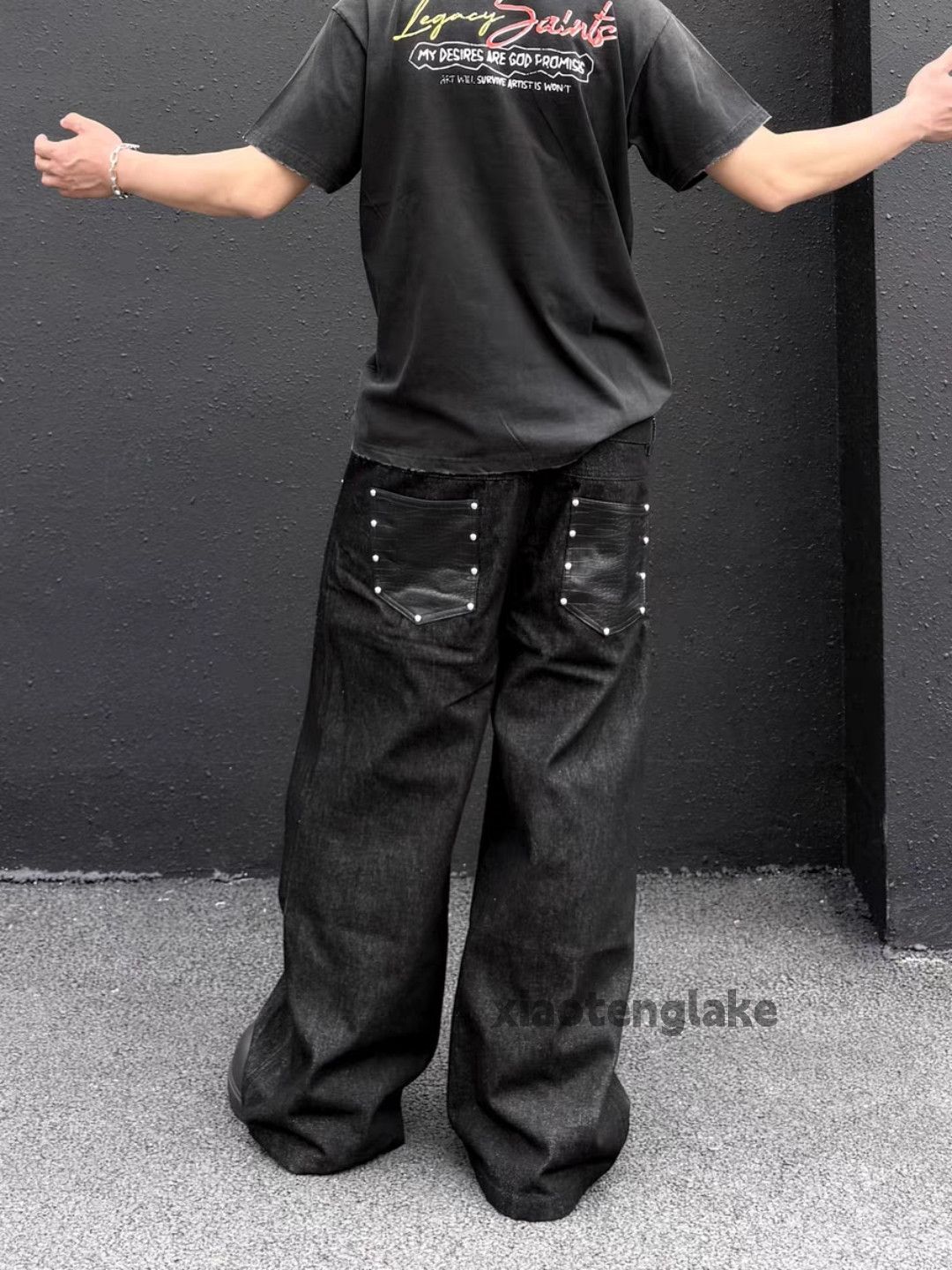 Jean xtl double waist Balenciaga rickowens style baggy jeans Size US 35 - 3 Thumbnail