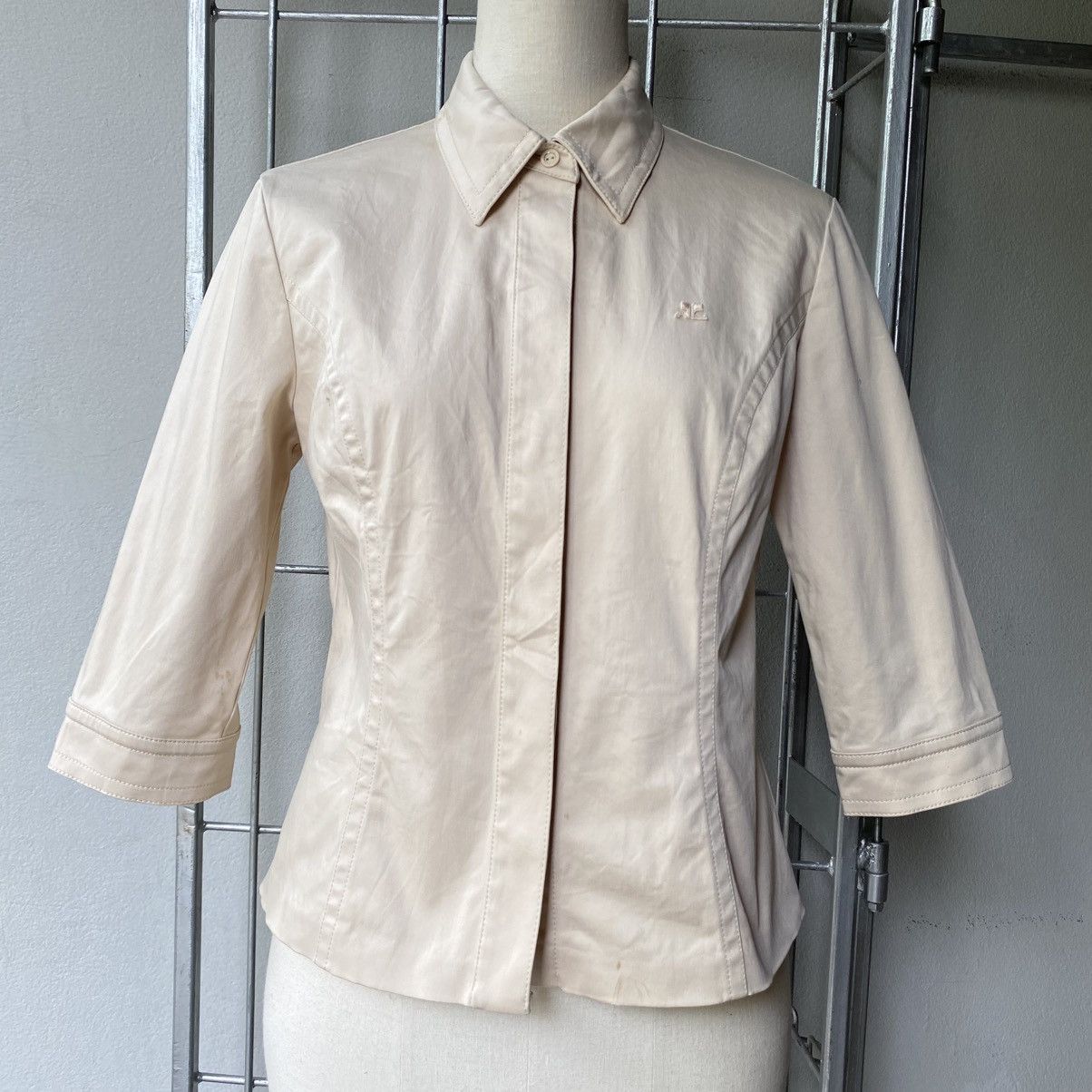 Courreges Courreges Gold Collared Fitted Shirt Size L / US 10 / IT 46 - 1 Thumbnail