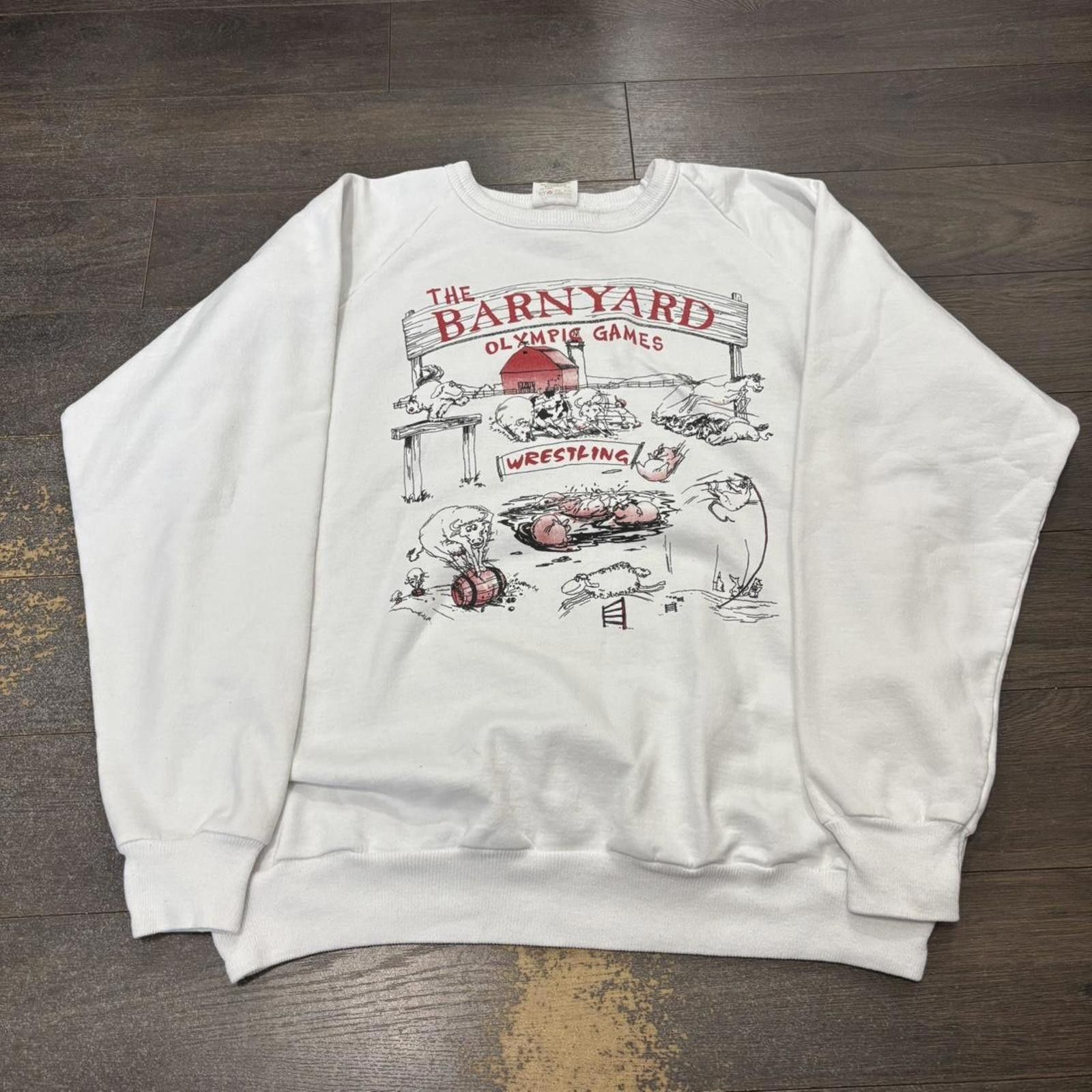 Fruit Of The Loom vintage barnyard Olympic Games wrestling crewneck sweatshirt Size US XL / EU 56 / 4 - 3 Thumbnail