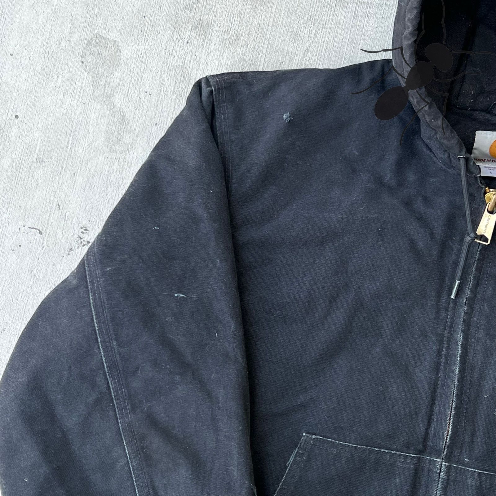 Carhartt × Vintage Carhartt J140 BLK back hooded work wear jacket Size US L / EU 52-54 / 3 - 3 Thumbnail