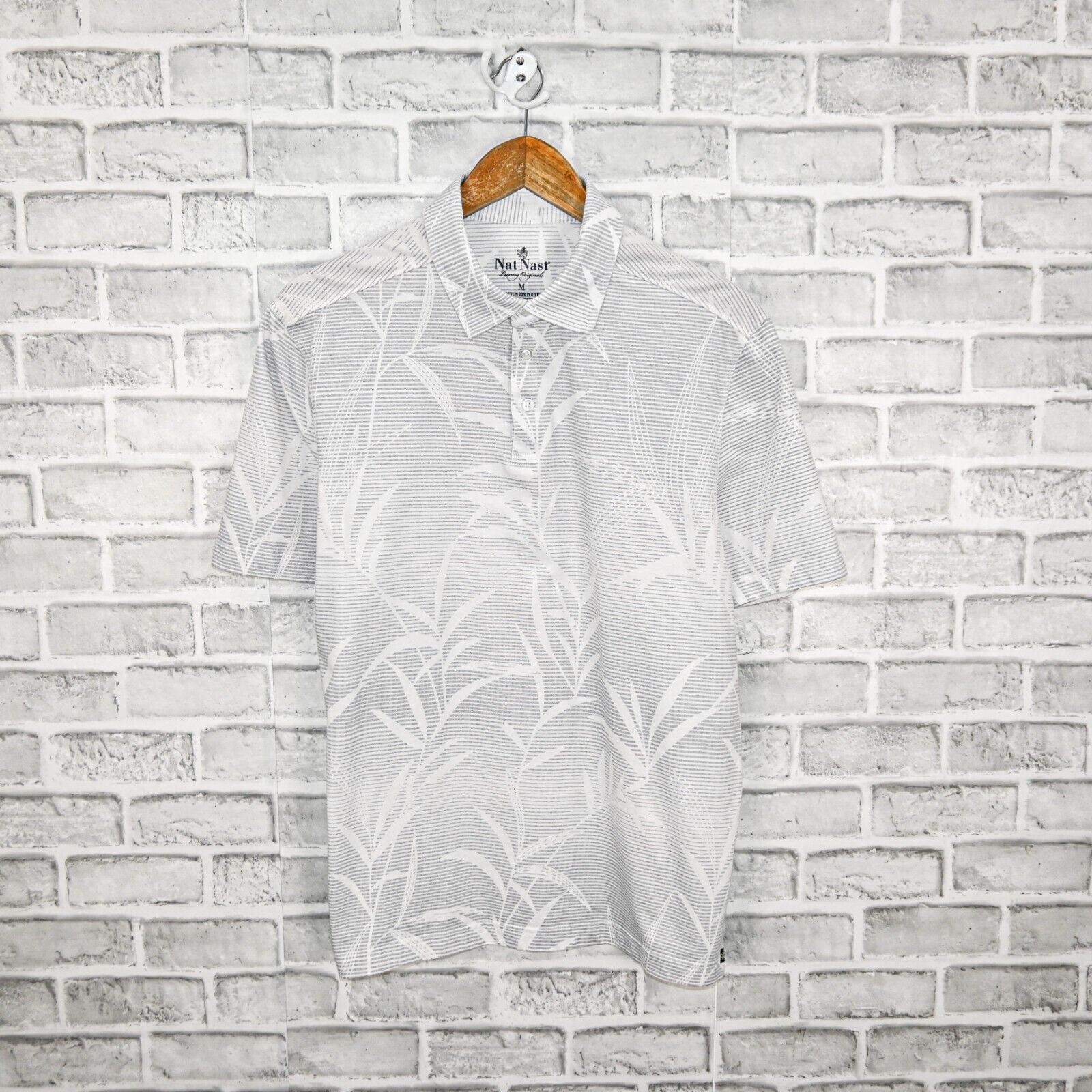 Nat Nast Nat Nast Men's short sleeve Polo Shirt in Grey Floral print Size US M / EU 48-50 / 2 - 1 Thumbnail