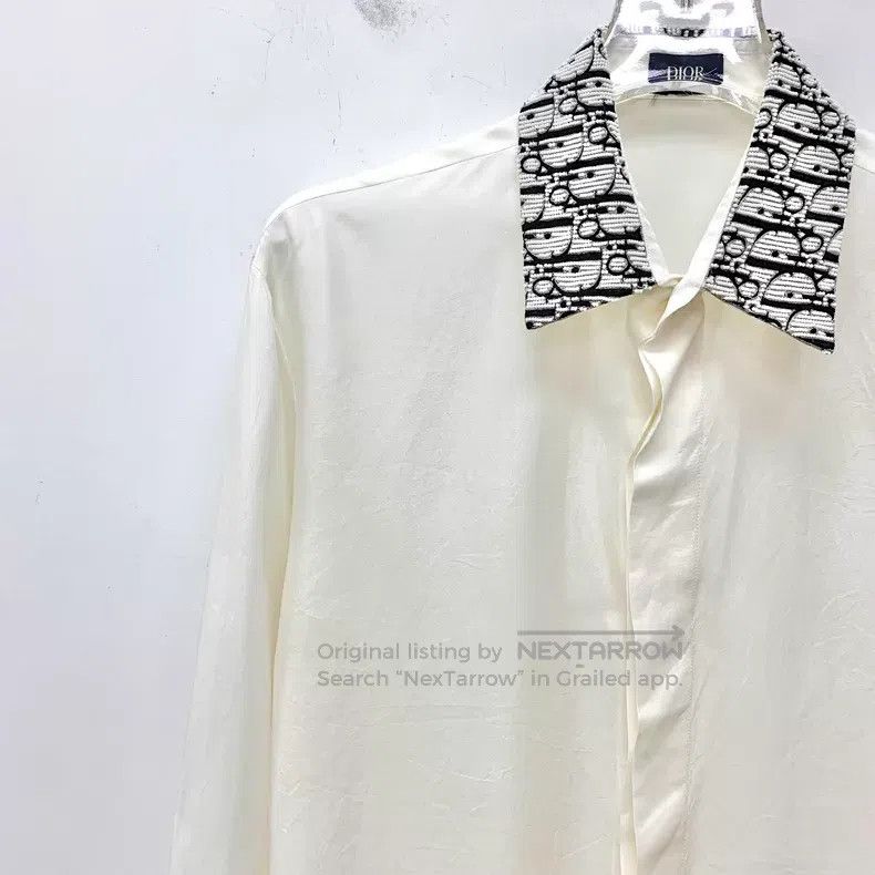 Dior Dior Size 37 White old flower stitching silk long-sleeved s Size US XXS / EU 40 - 3 Thumbnail