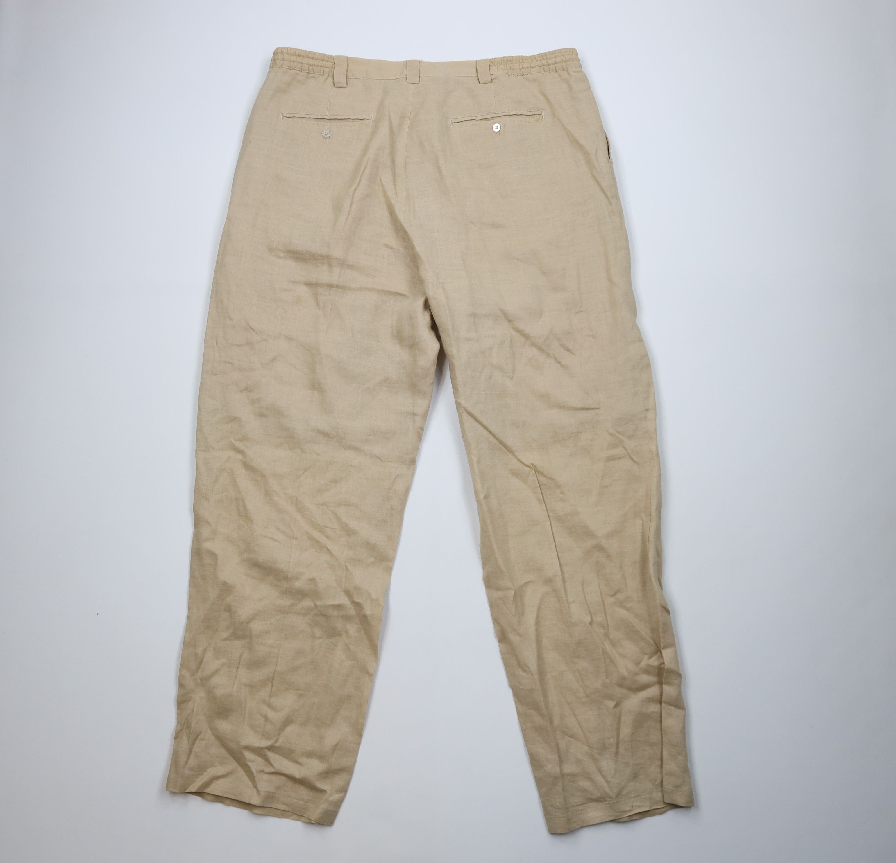 Vintage Vintage 90s Y2K Streetwear Lined Linen Wide Leg Pants Beige Size US 38 / EU 54 - 10 Thumbnail