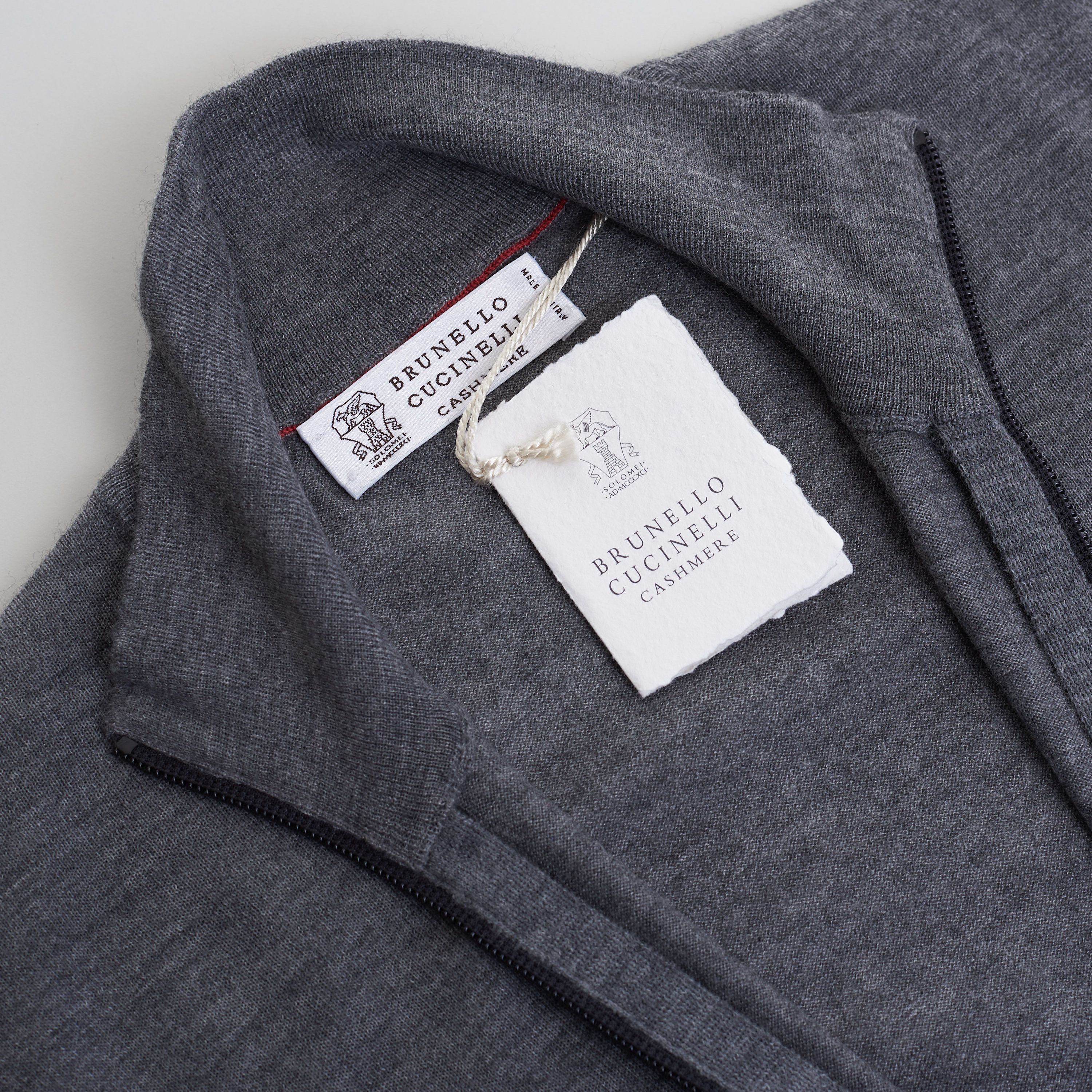 Brunello Cucinelli Dark Gray Full Zip Up Sweater - Lightweight Cashmere & Silk Size US M / EU 48-50 / 2 - 9 Thumbnail