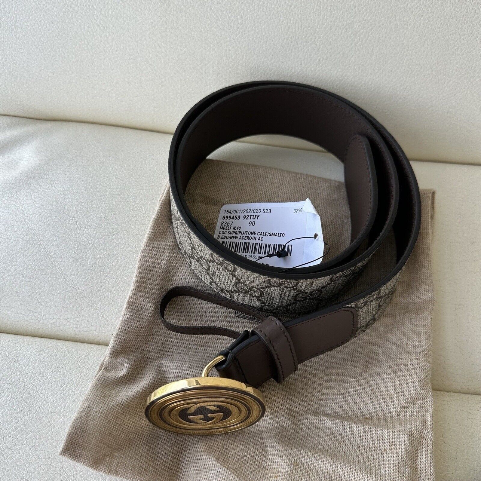 Gucci NEW GUCCI BELT GG BROWN OVAL Gold Buckle Interlocking G Sz 9 Size 36 - 10 Thumbnail
