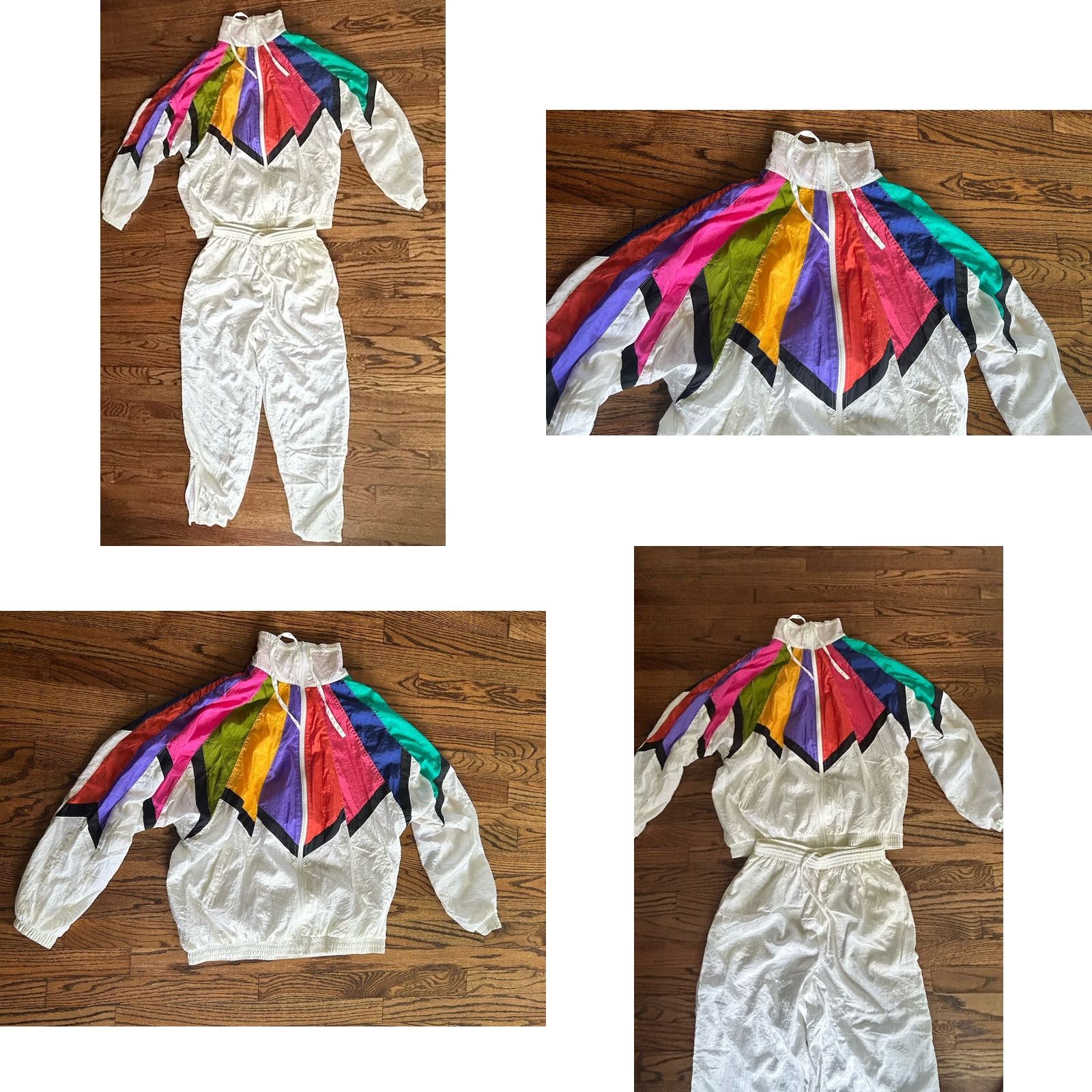 Rainbow VTG Milano Sport Track Suit Windbreaker Women M 2 Piece Colorblock Rainbow 80s Granny Core Golden Girls Size M / US 6-8 / IT 42-44 - 9 Thumbnail