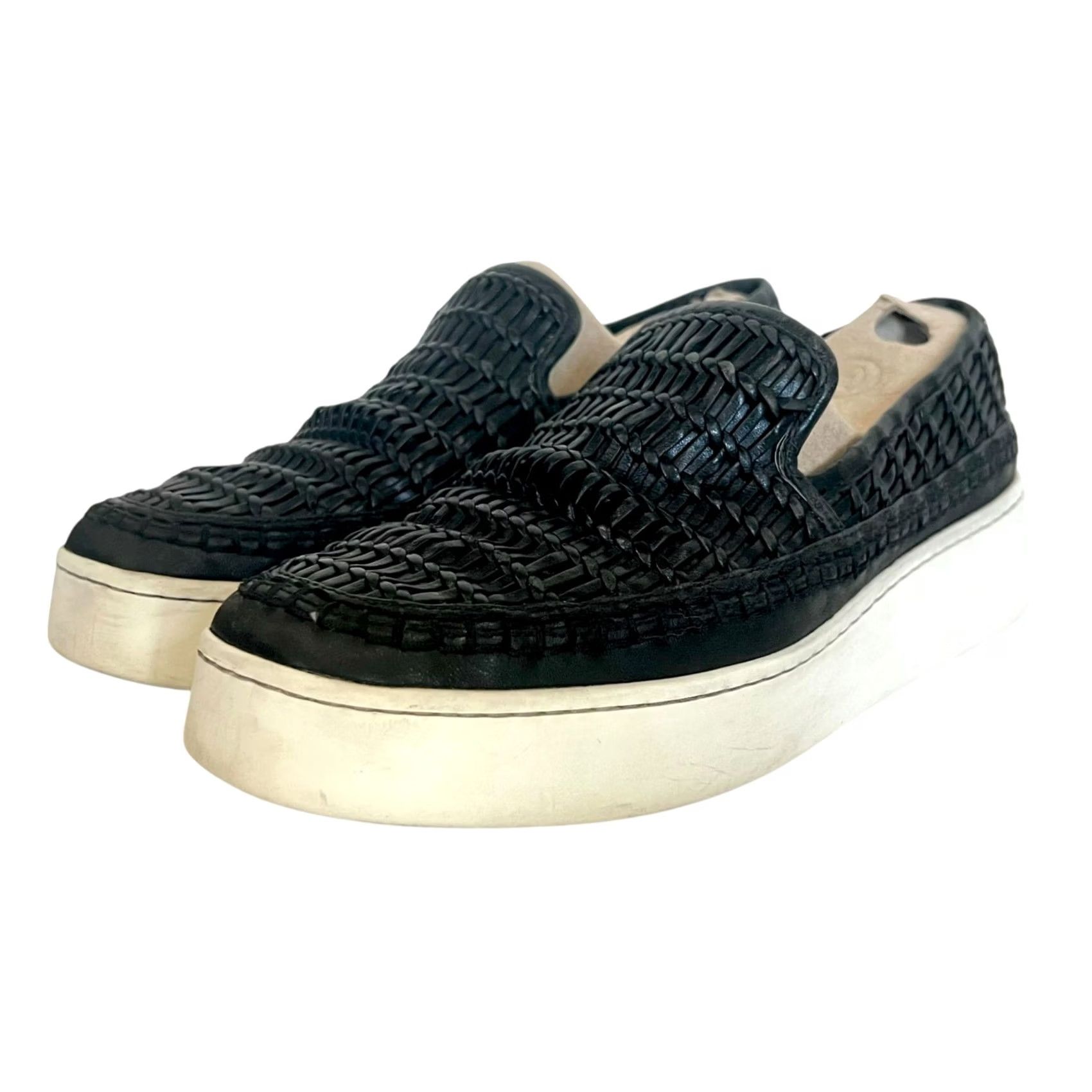 Vince VINCE Stafford Women's Woven Leather Platform Slip On Sneakers Black Size 7.5 Size US 8 / IT 38 - 5 Thumbnail
