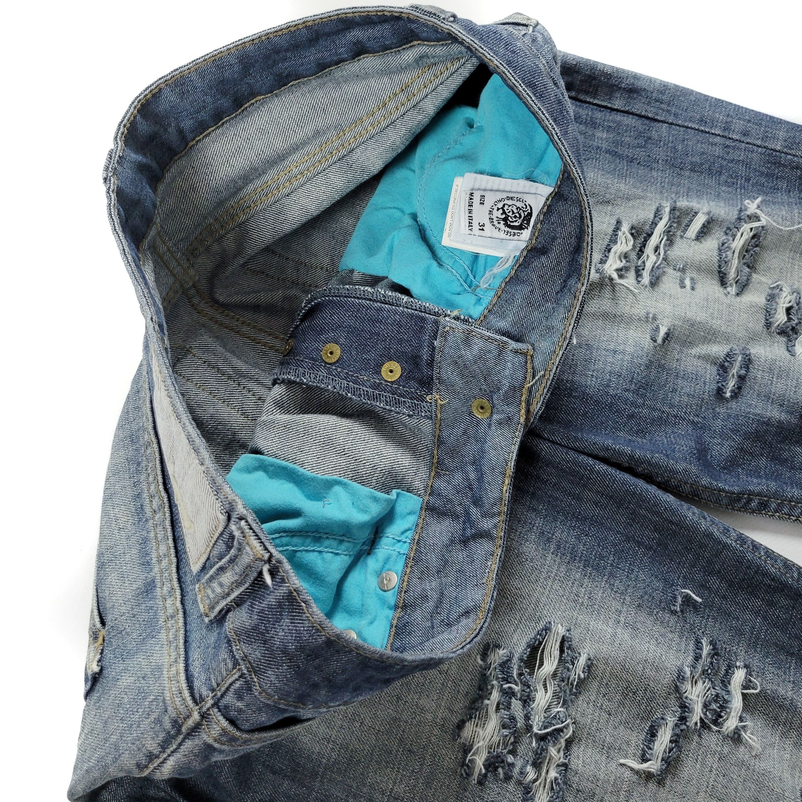 Diesel Bladee Archive Diesel Cocaine Distressed Denim Flared Jeans Size US 31 - 4 Thumbnail