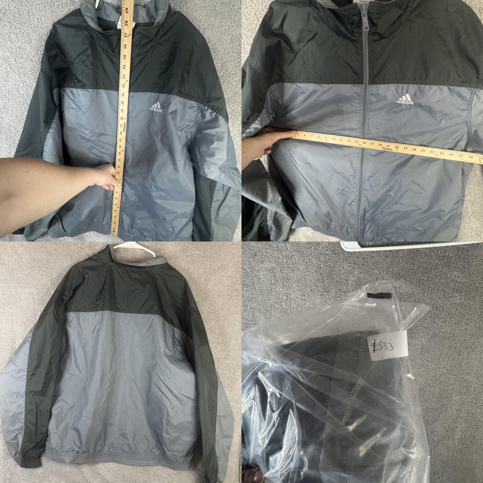 Adidas Adidas Windbreaker Jacket Mens XL Gray Colorblock Full Zip Nylon Athletic Size US XL / EU 56 / 4 - 8 Thumbnail