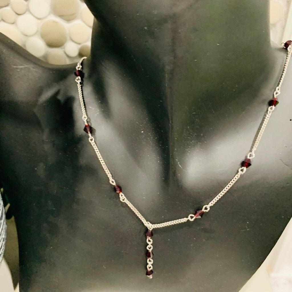 Nina Ricci Nina Ricci silver necklace with garnet stones Size ONE SIZE - 2 Thumbnail