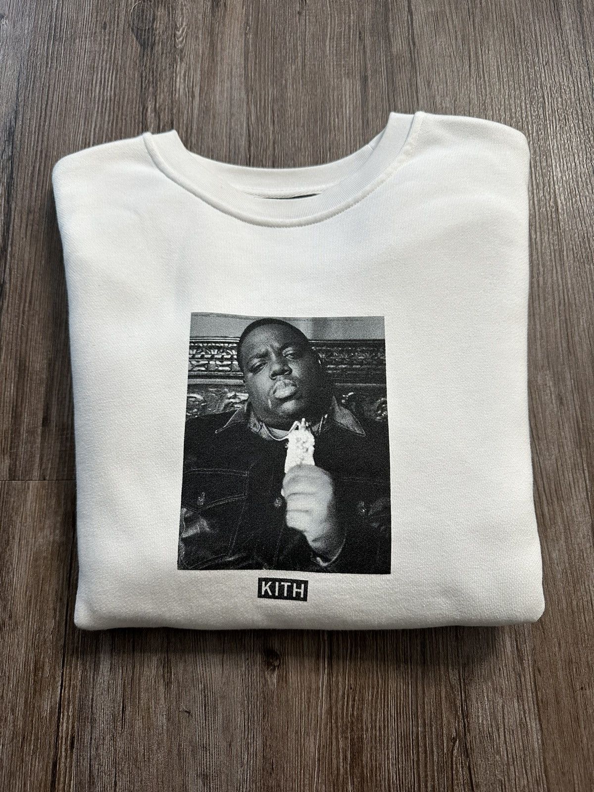 image of Kith X Biggie Smalls Crewneck Sweatshirt in White, Men's (Size Medium)