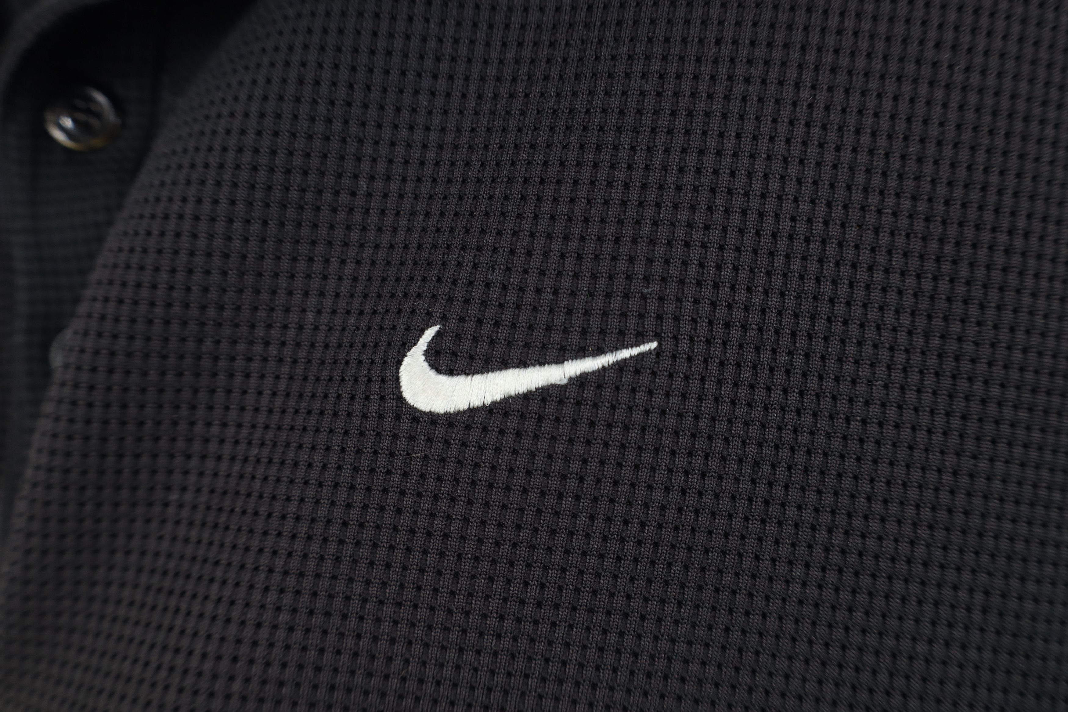 Nike Vintage Nike Mini Swoosh Sun Faded Thermal Knit Polo Black Size US XXL / EU 58 / 5 - 4 Thumbnail