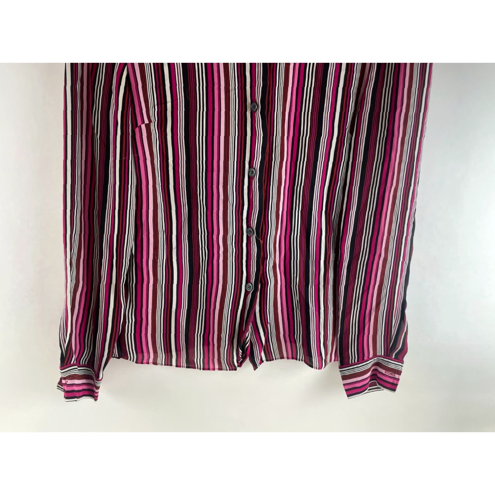 Michael Kors Michael Kors Shirt Women's Size 4 Button-Up Striped Pink Black White Sheer Multicolor Casual Womens Colorful 4 Size S / US 4 / IT 40 - 4 Thumbnail