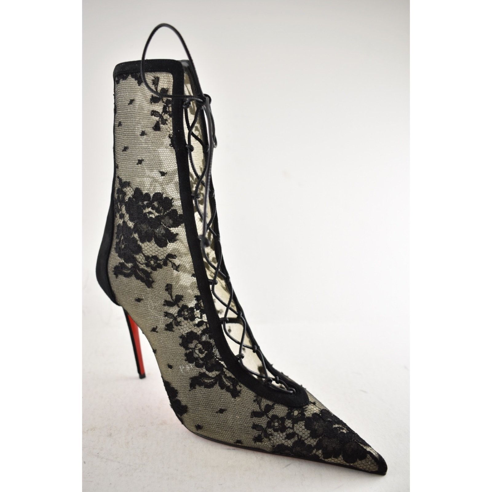 Christian Louboutin Christian Louboutin KM Lace Booty 100 Black Mesh Ankle 38.5 Size US 8.5 / IT 38.5 - 6 Thumbnail