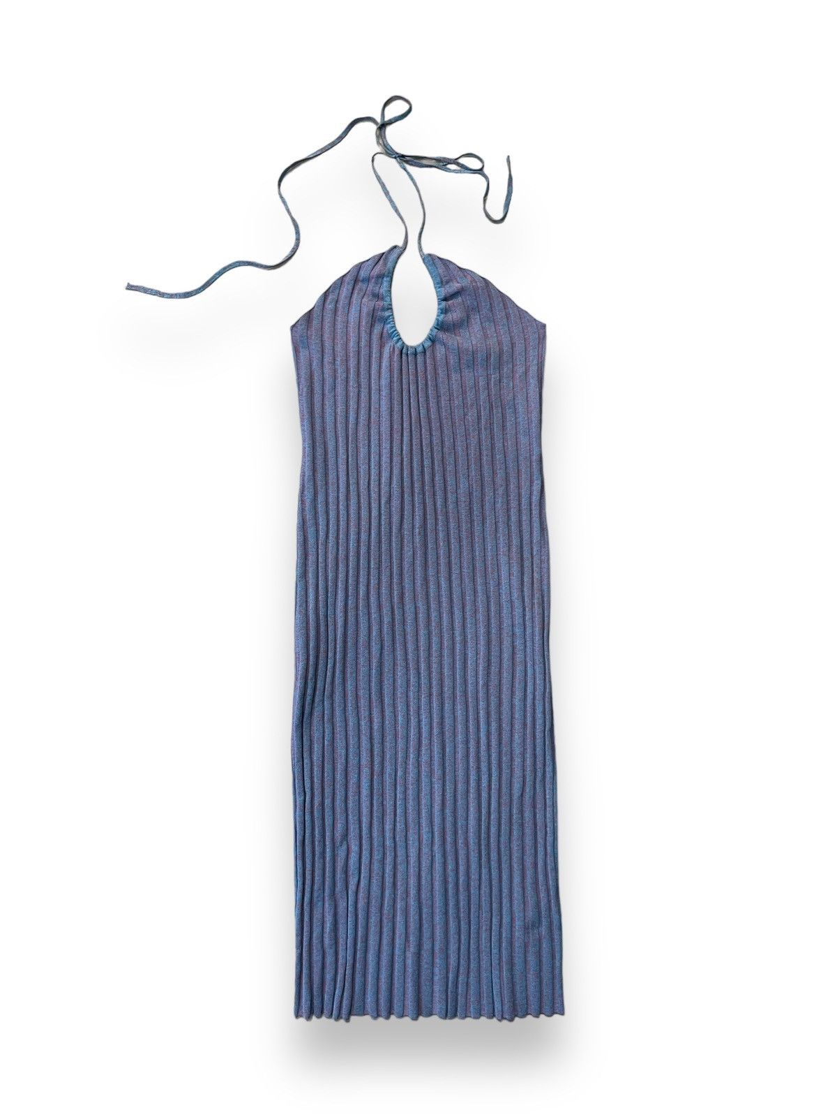 image of Paloma Wool Blue Jenny Ribbed Knit Halter Midi Dress Size Xl, Women's