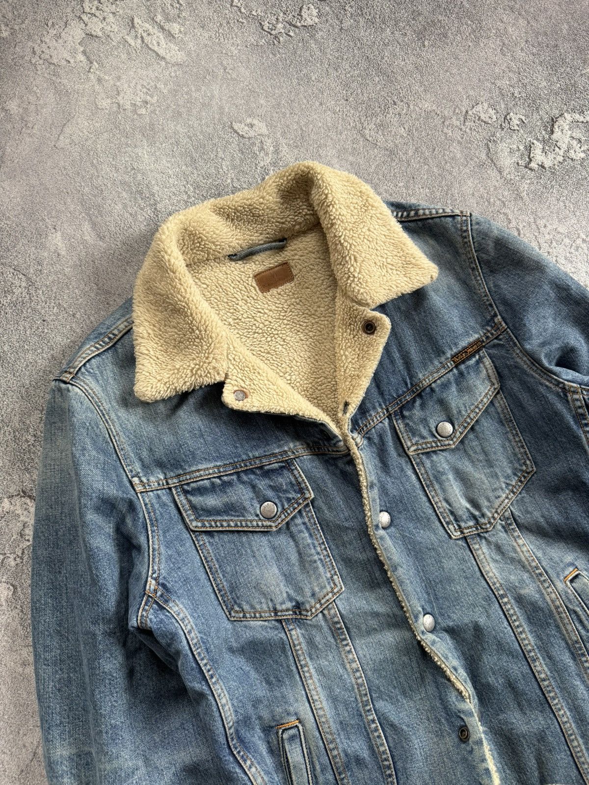 Nudie Jeans × Vintage Nudie Jeans co M denim Sherpa jacket lenny tangerine blue Size US M / EU 48-50 / 2 - 2 Thumbnail