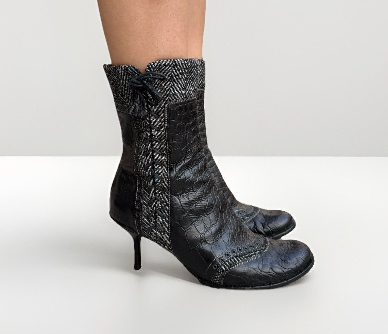 Vintage Goffredo Fantini Leather Heel Shoes Boots Size 39 Size US 9 / IT 39 - 1 Thumbnail