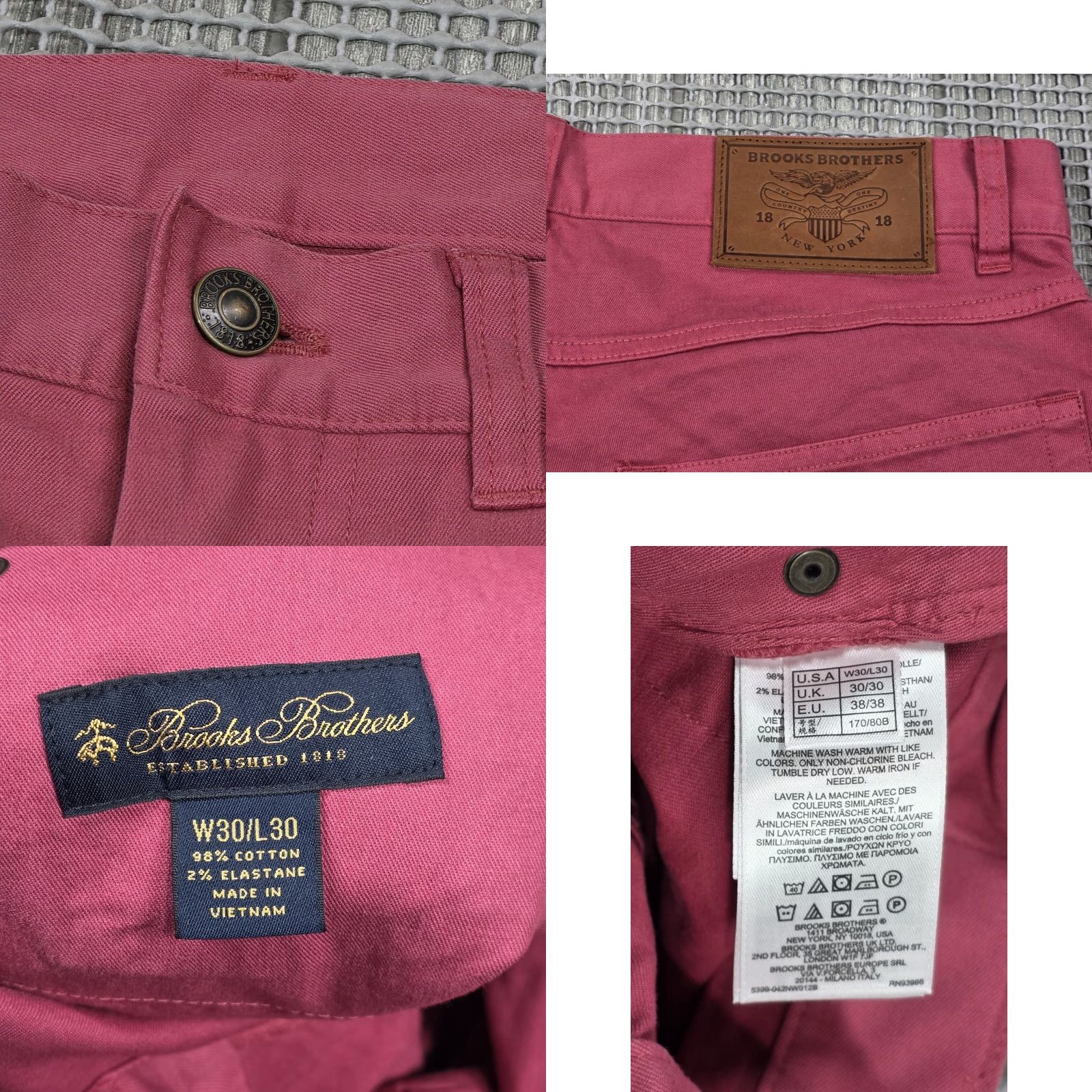 Brooks Brothers Brooks Brothers Twill Pants Mens 30x30 Pink Straight Leg 5 Pocket Stretch Chino Pants Mens Regular Pink 5-Pocket Brooks Brothers Cotton Spandex Size US 30 / EU 46 - 8 Thumbnail